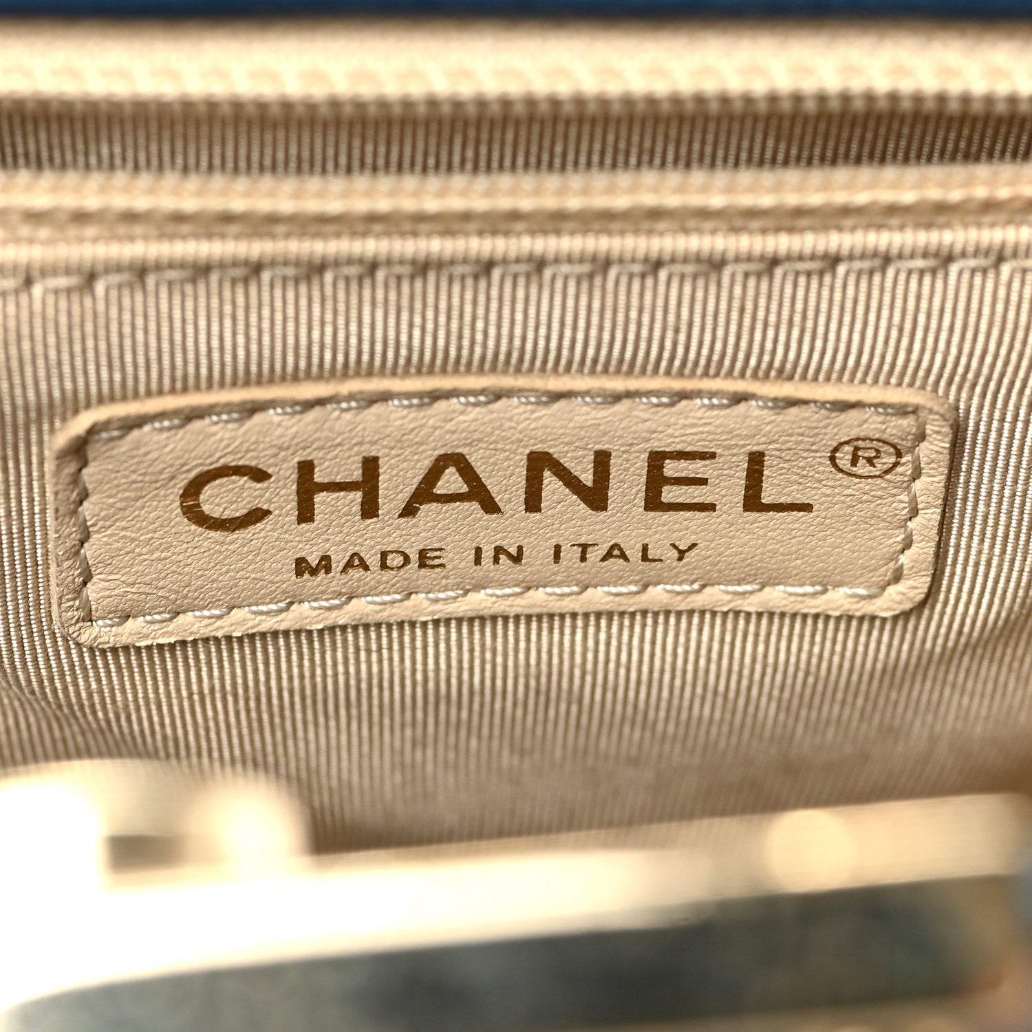 Chanel Grained Calfskin Stitched Small Label Click Shopper Tote Blue 6 of 9