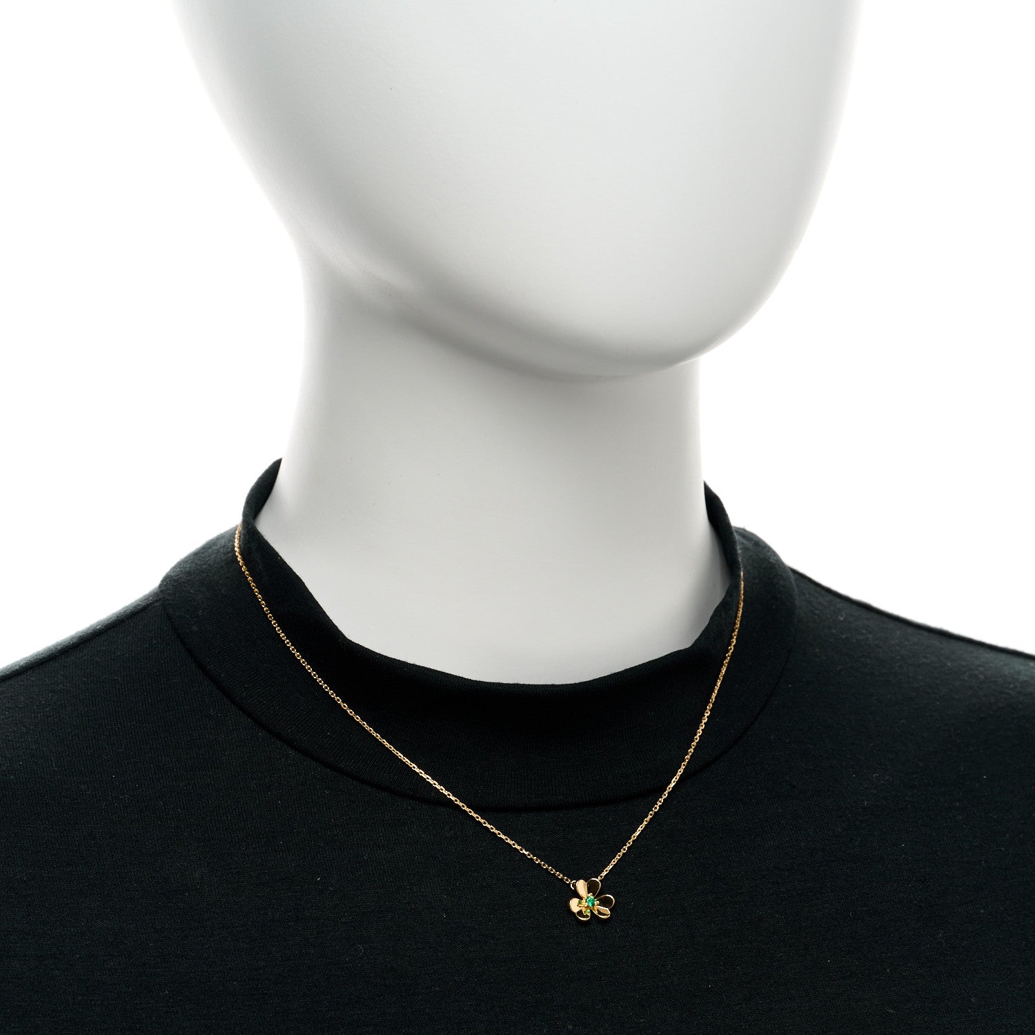Van Cleef & Arpels 18K Yellow Gold Emerald Mini Frivole Pendant Necklace 2 of 5