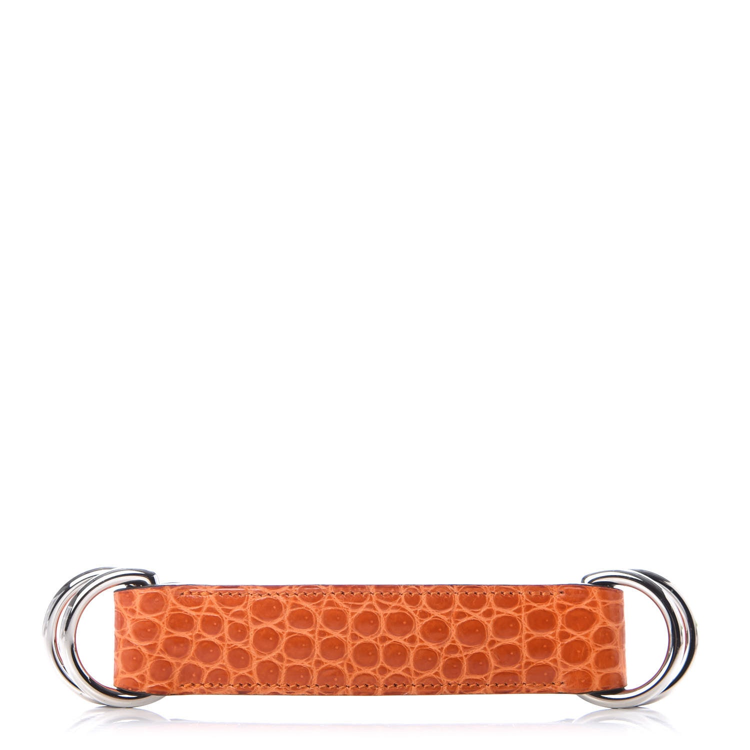 Hermes Shiny Niloticus Crocodile Romance Scarf Ring Orange 734255