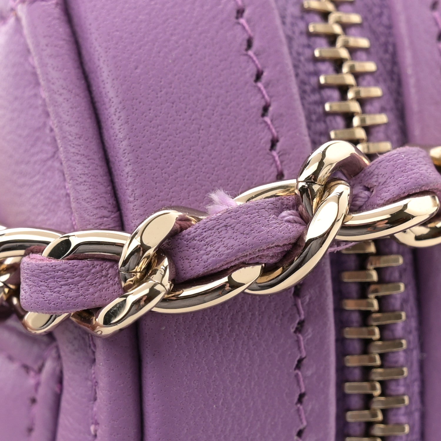 Chanel Lambskin Quilted CC In Love Heart Clutch With Chain Purple 11 of 12