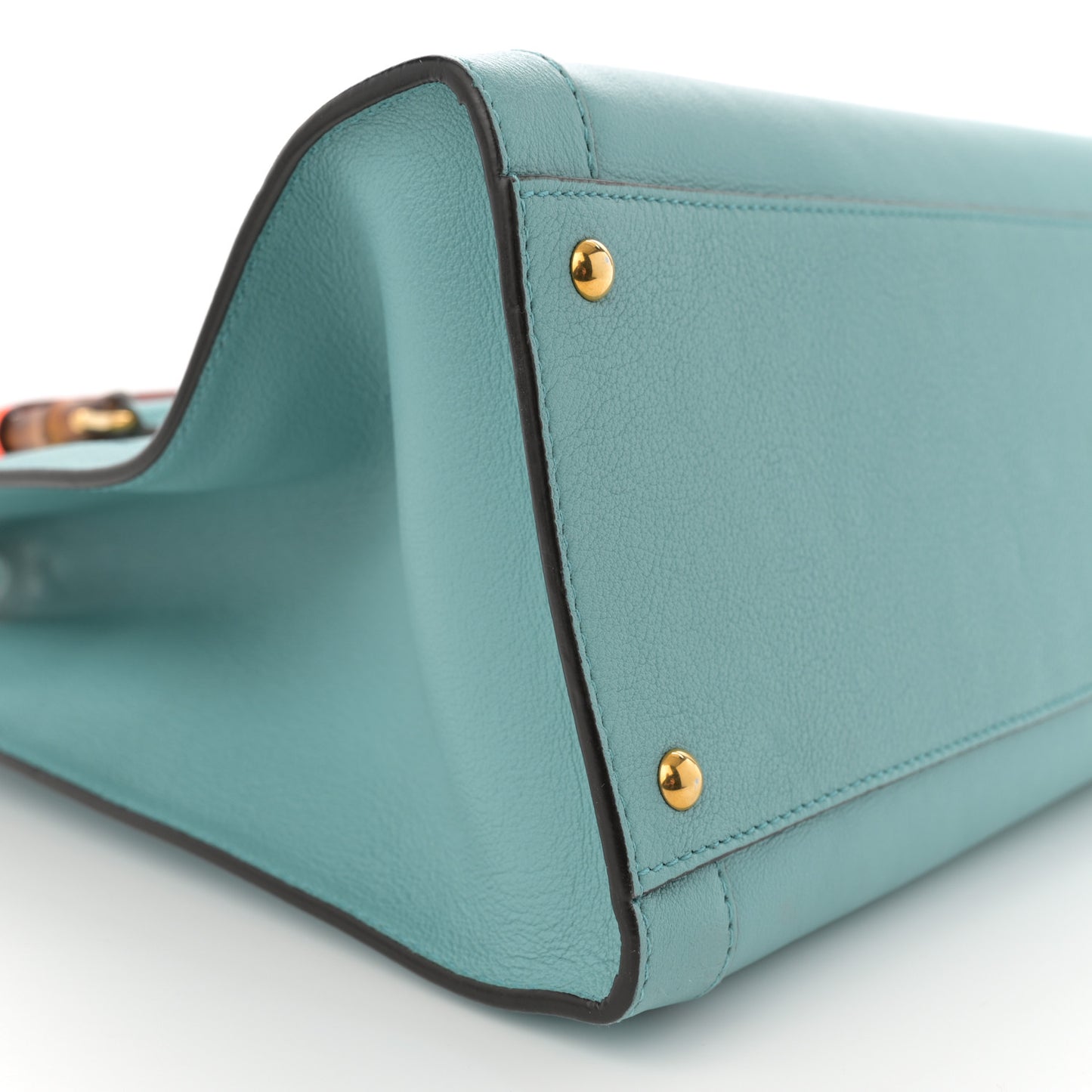 Wonka Grain Calfskin Medium Diana Tote Bag Dusty Azure Orange Fluo