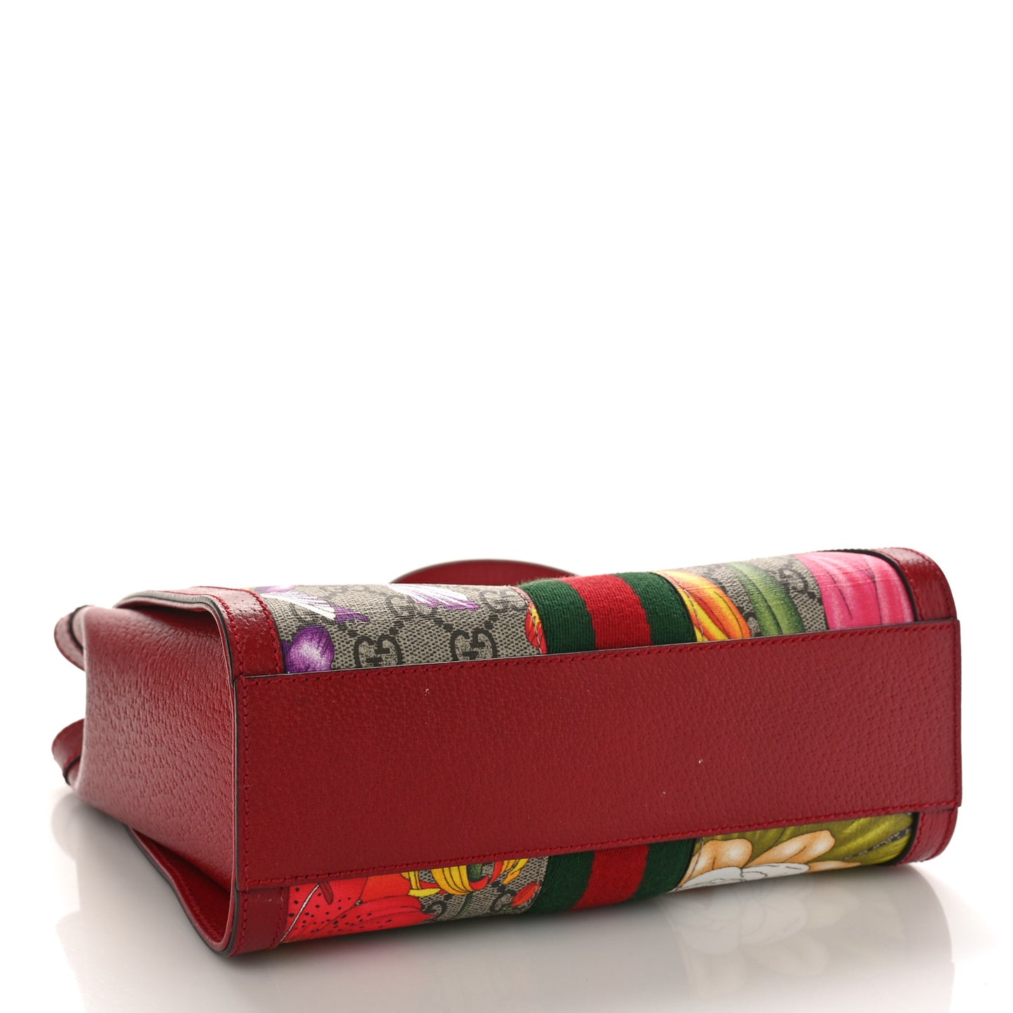 GG Supreme Monogram Flora Web Small Ophidia Tote Bag Red