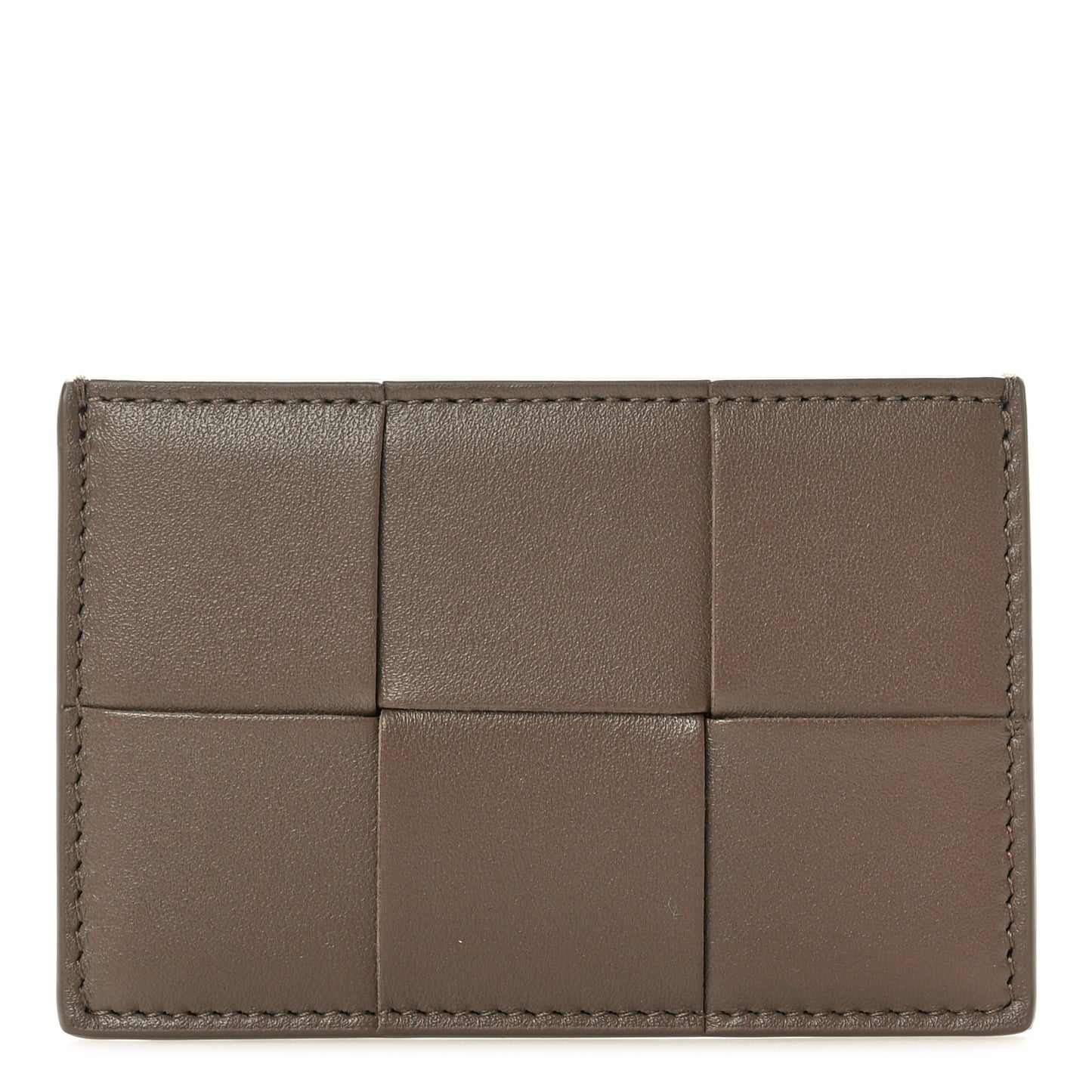 Nappa Intreccio Cassette Credit Card Holder Taupe Grey