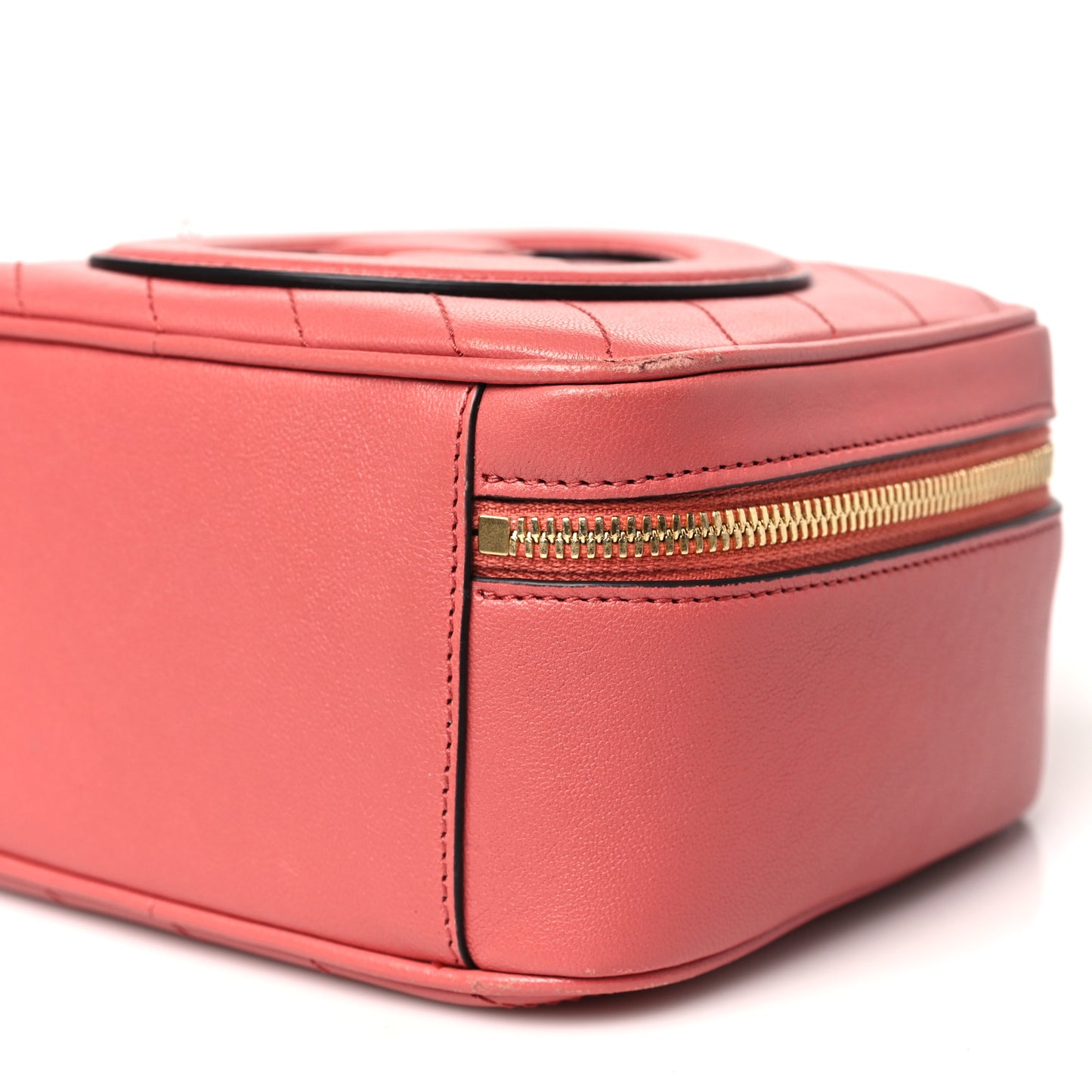 Sakai Be Green Calfskin Diagonal Stitched Blondie Top Handle Bag Pink