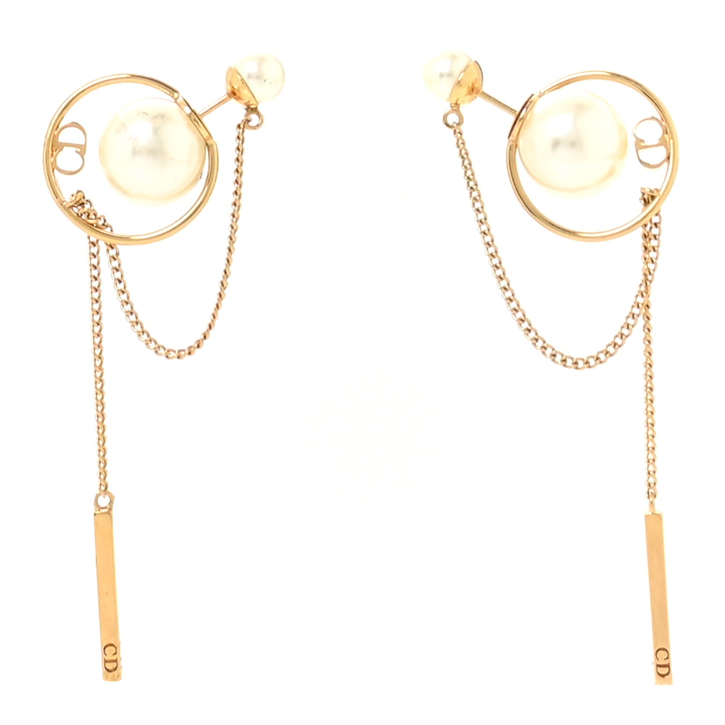 Pearl Tribales Dangle Chain Earrings Gold
