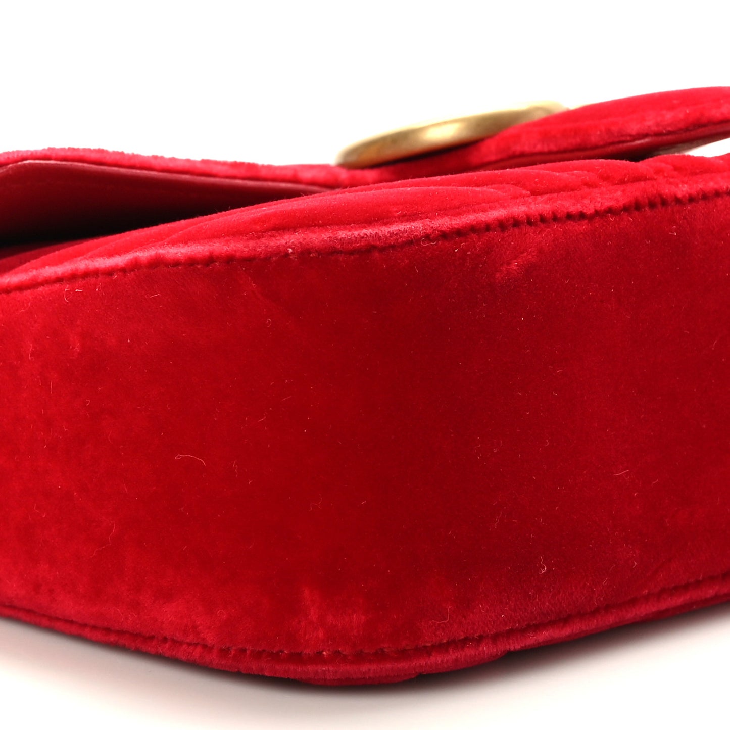 Velvet Matelasse Mini GG Marmont Shoulder Bag Hibiscus Red