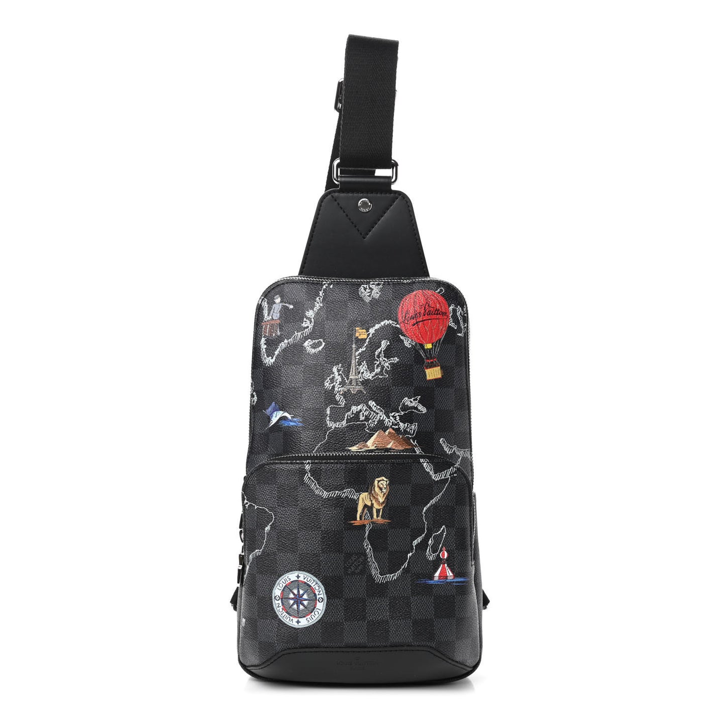 Damier Graphite World Map Avenue Sling Backpack