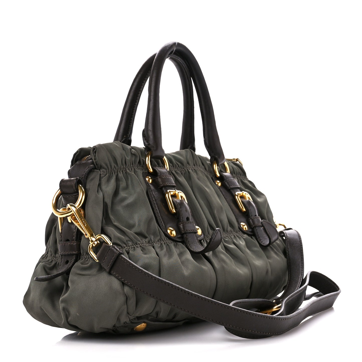 Tessuto Nylon Gaufre Shopping Satchel Fumo