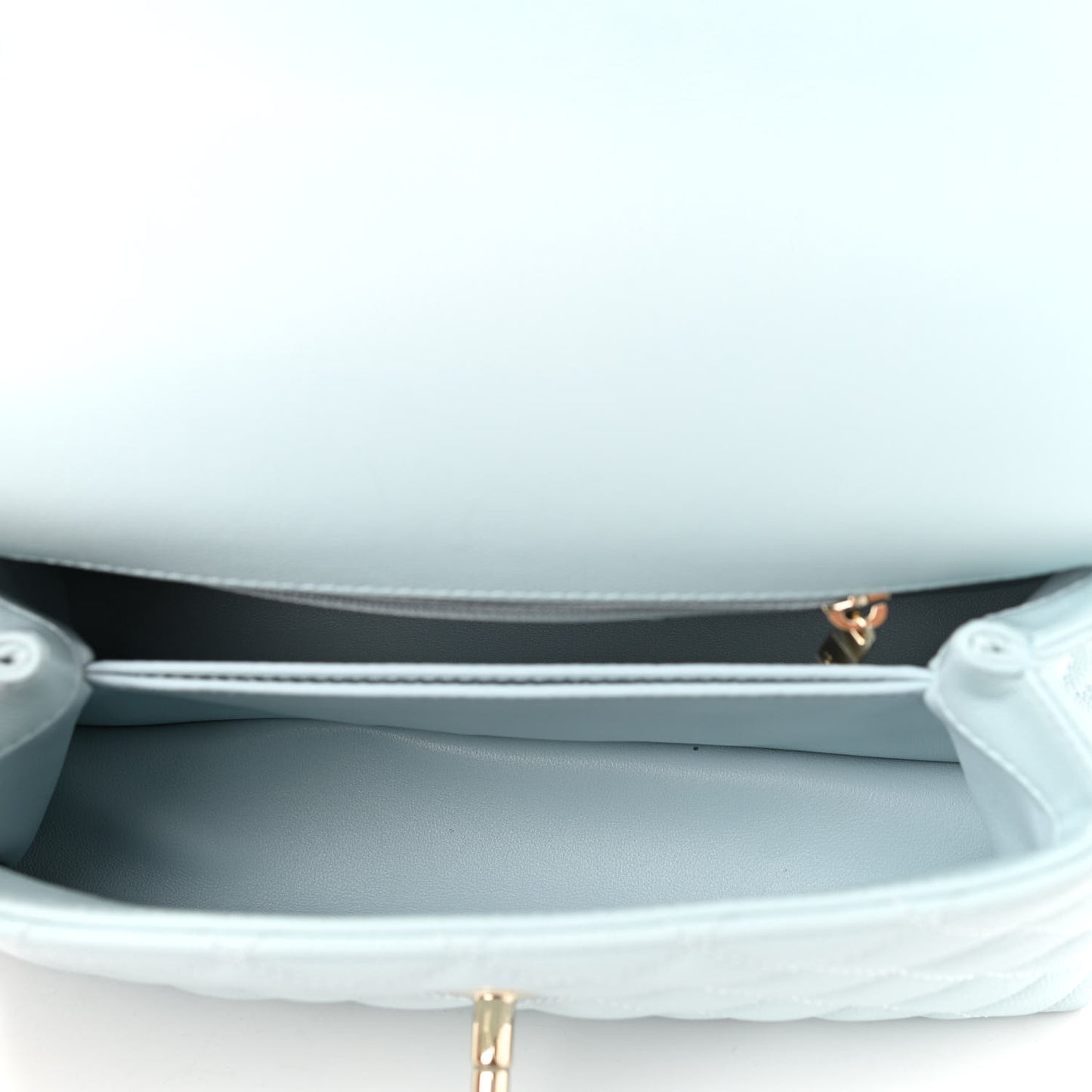Caviar Quilted Mini Coco Handle Flap Light Blue