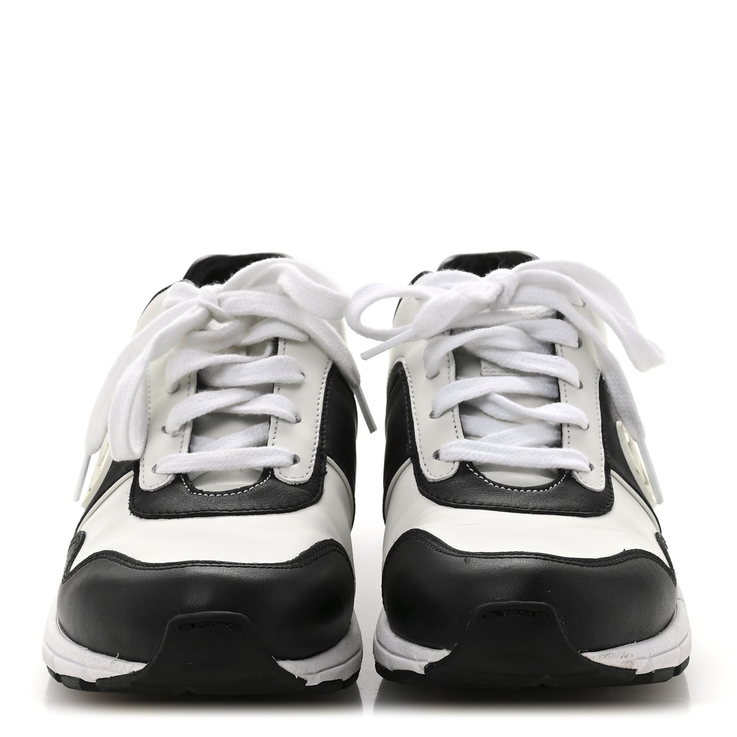 Calfskin Womens Interlocking G Sneakers 35.5 Black White