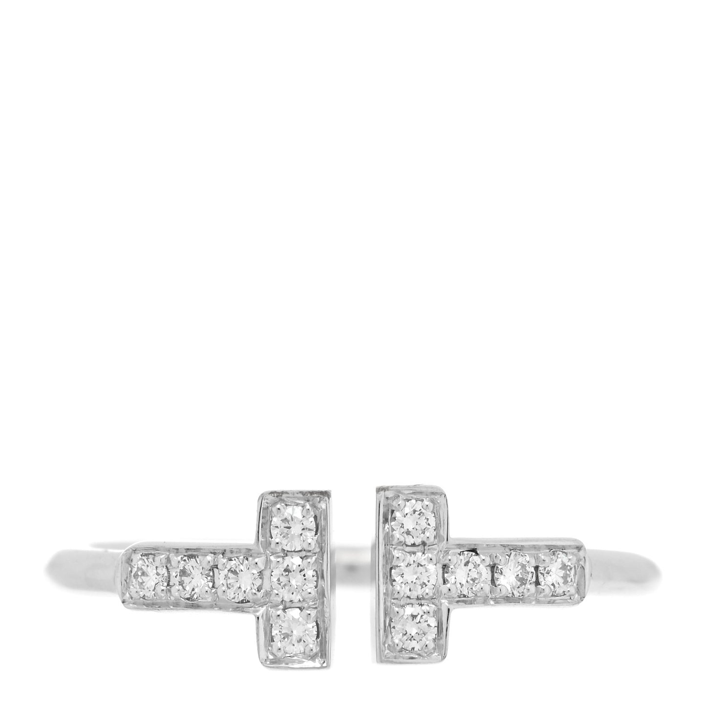 18K White Gold Diamond T Wire Ring 54 7