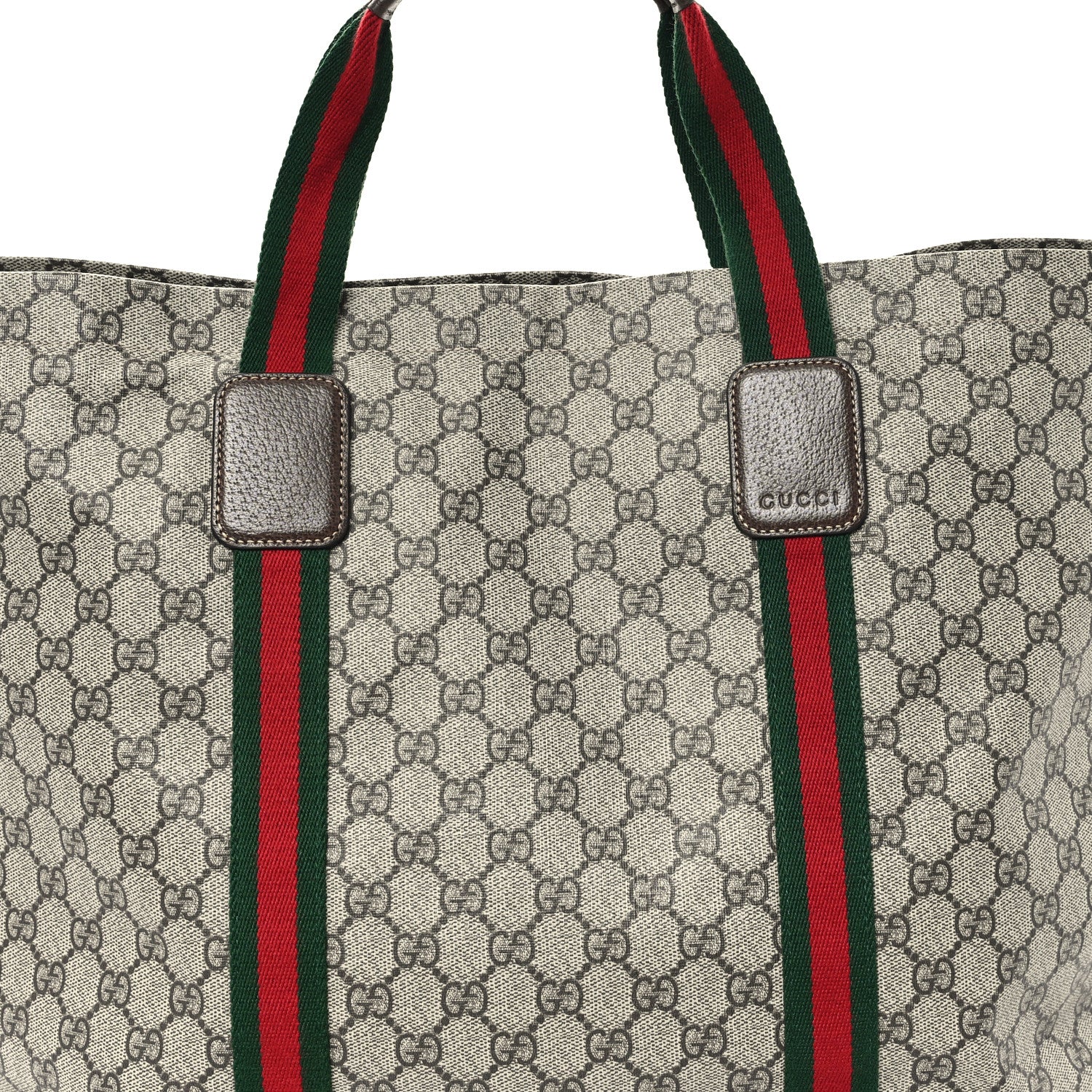 Gucci Tender GG Supreme Monogram Textured Dollar Calfskin Web Tote Beige Ebony New Acero 8 of 10