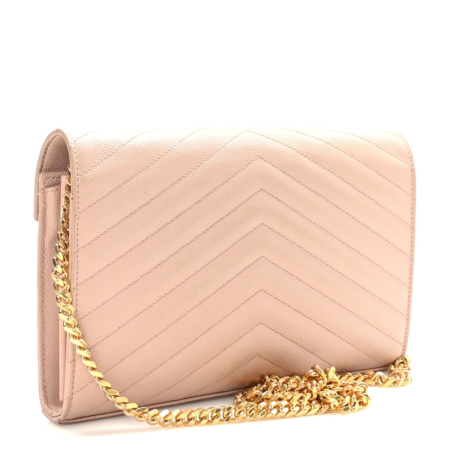 Grain De Poudre Matelasse Chevron Monogram Chain Wallet Rose Antic