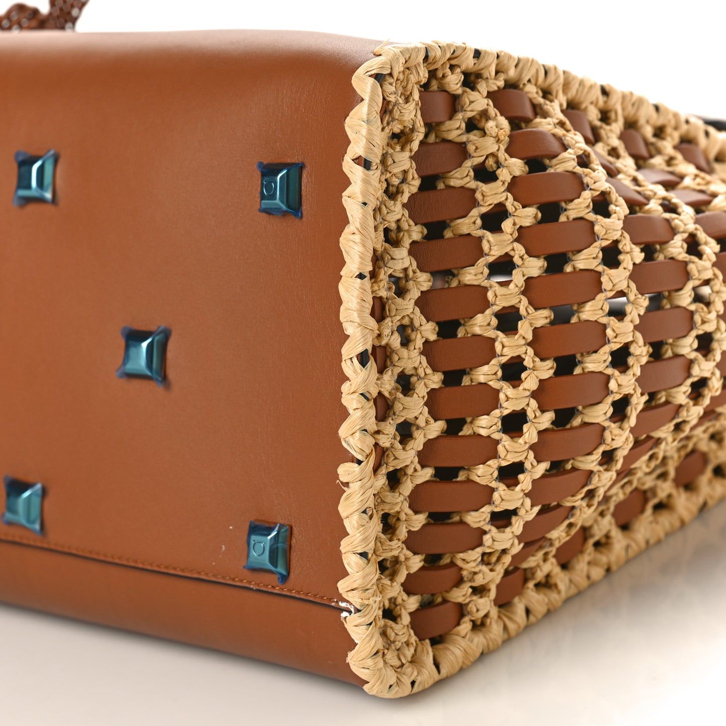 Calfskin Raffia Woven Large The Studio Bag Sella