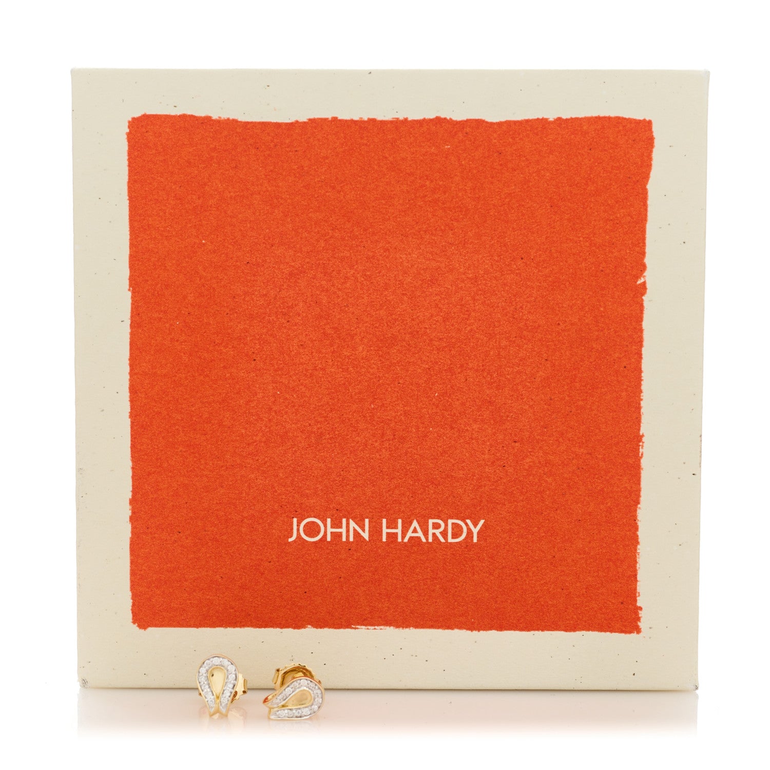 John Hardy 18K Yellow Gold Diamond Surf Stud Earrings 5 of 5