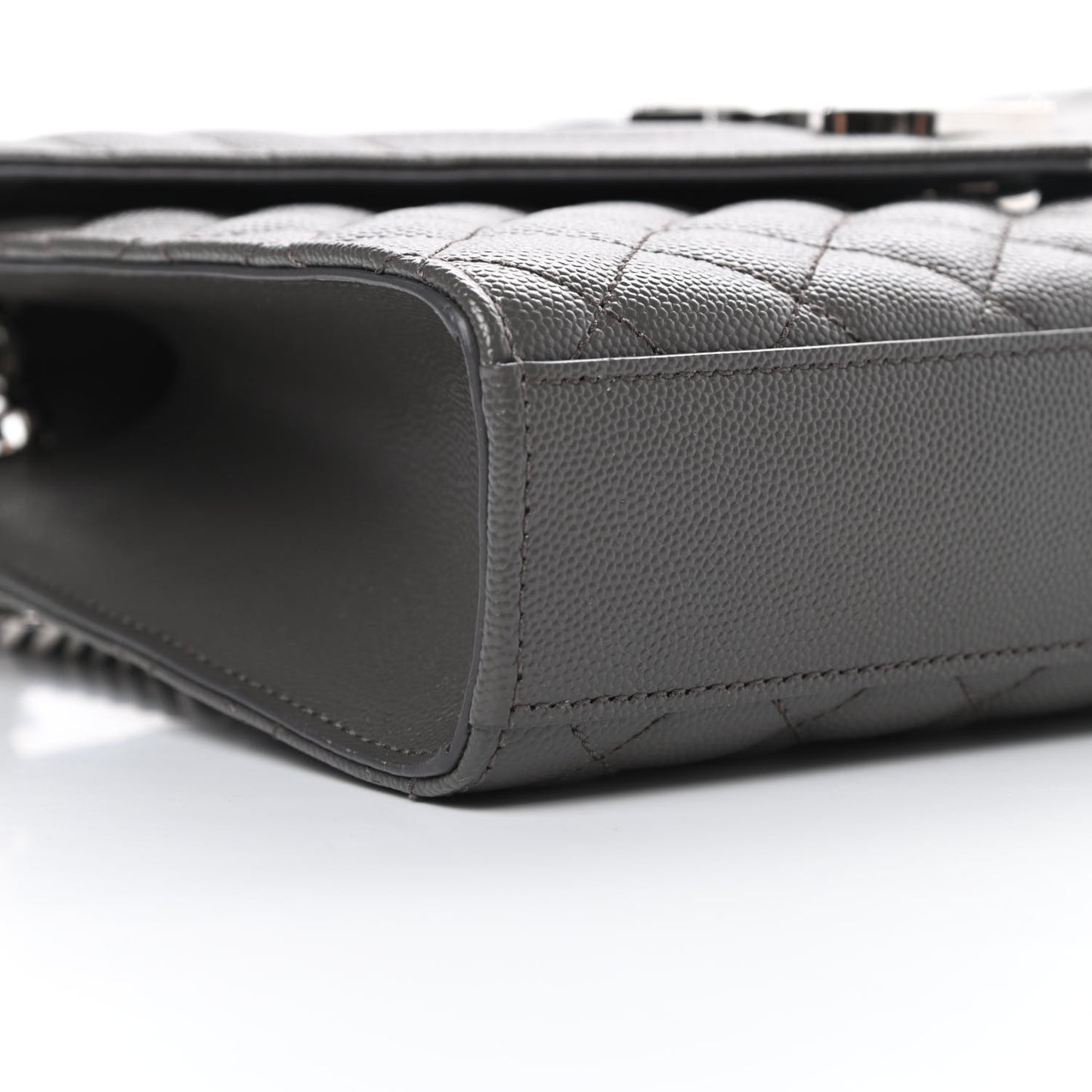 Grain De Poudre Textured Mixed Matelasse Medium Triquilt Monogram Satchel Earth