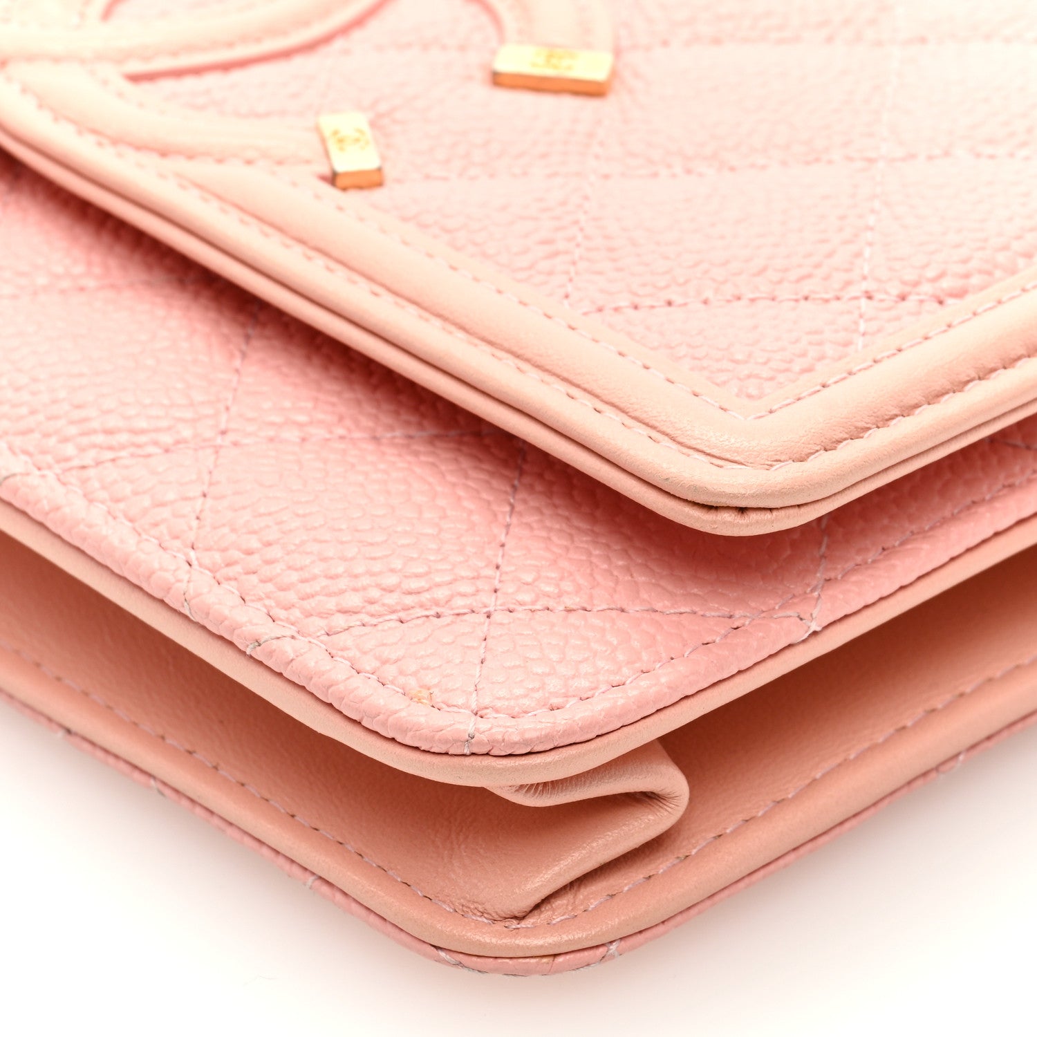 Chanel Caviar Quilted CC Filigree Wallet On Chain WOC Pink 9 of 9