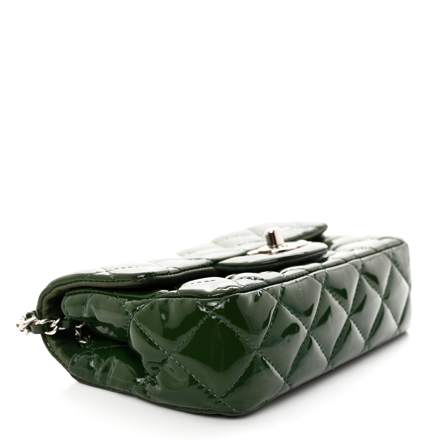 Patent Quilted Extra Mini Flap Green