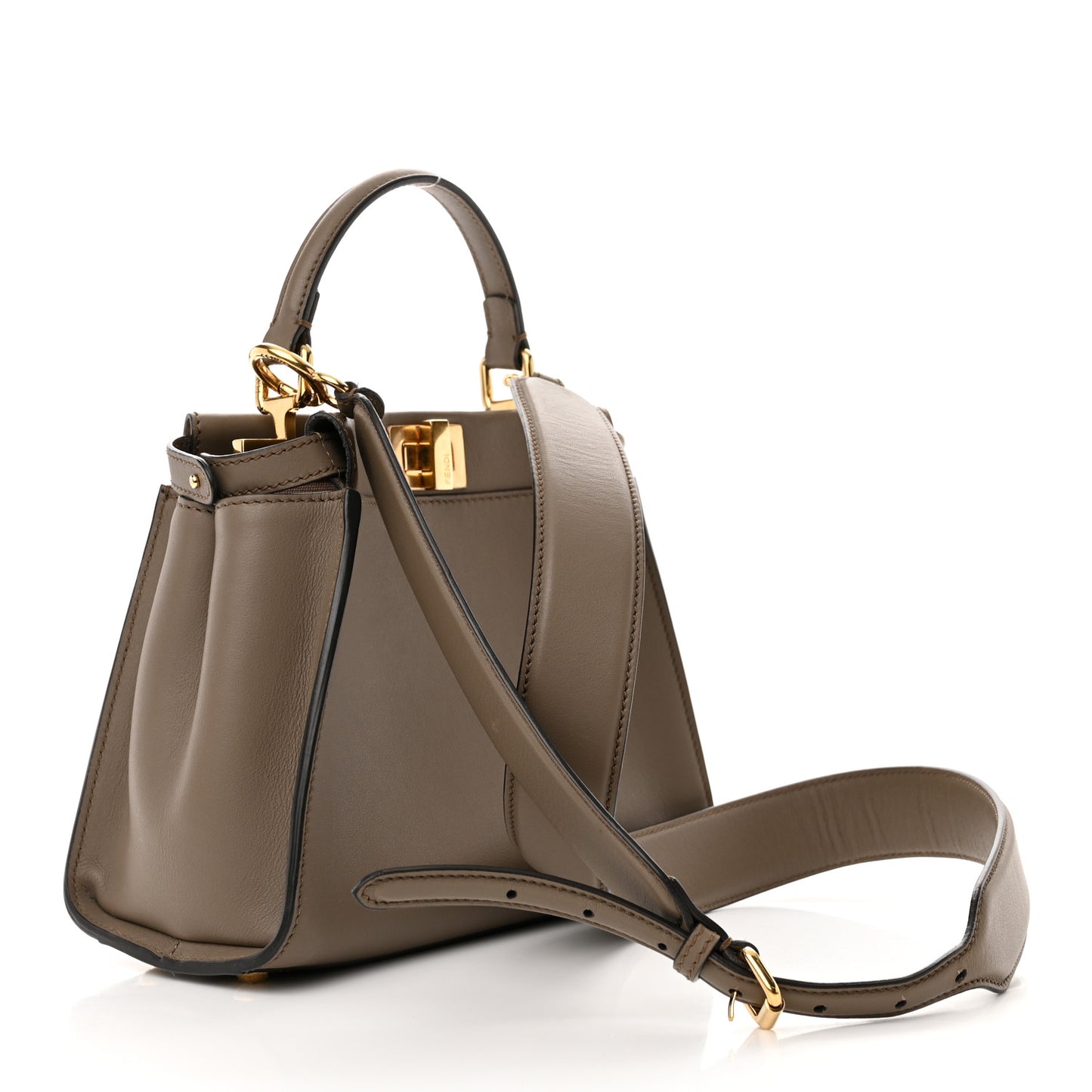 Vitello Seta Canvas FF Embroidered Mini Peekaboo Iconic Satchel Tartufo