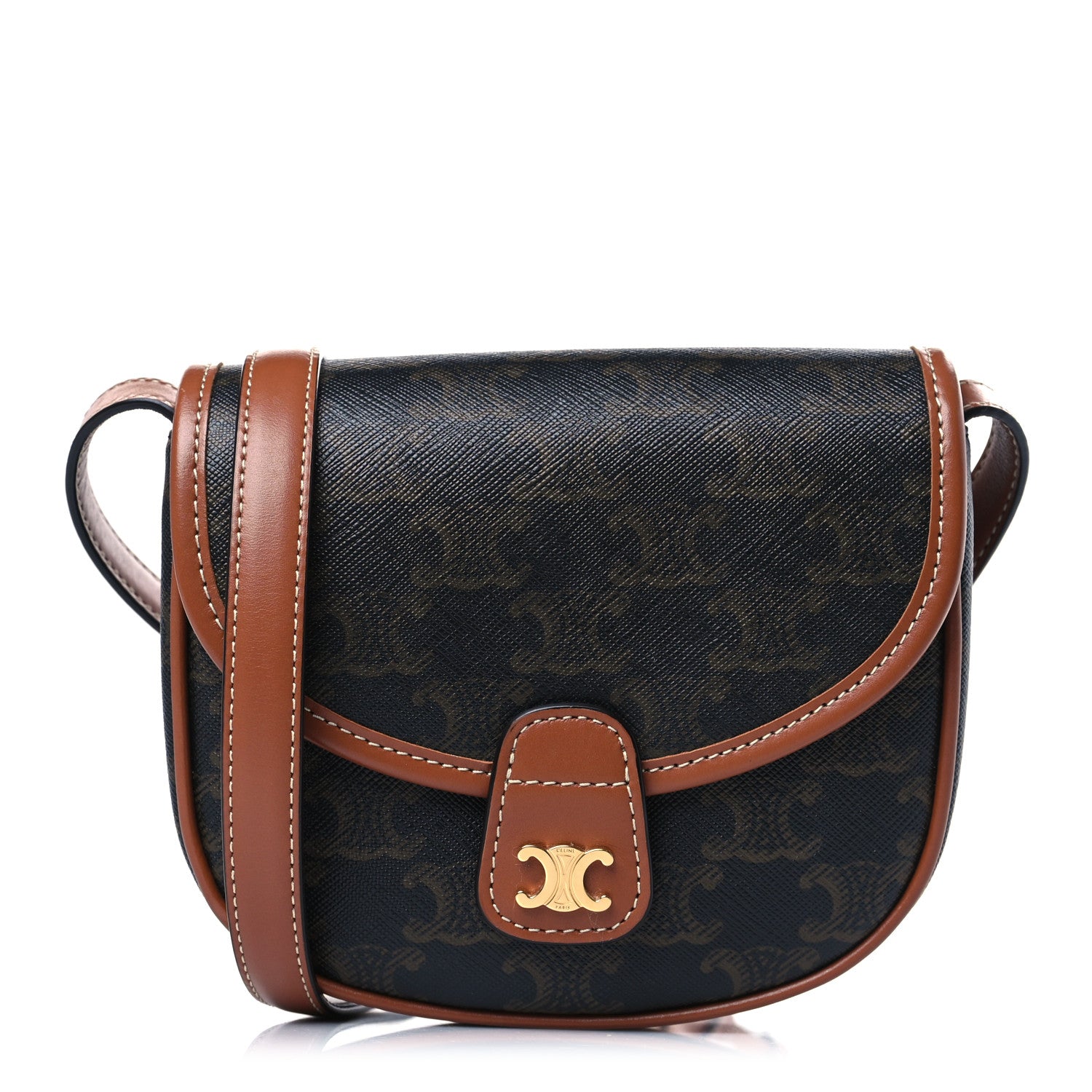 Take A Look About Mini Besace In Triomphe Canvas And Calfskin Tan