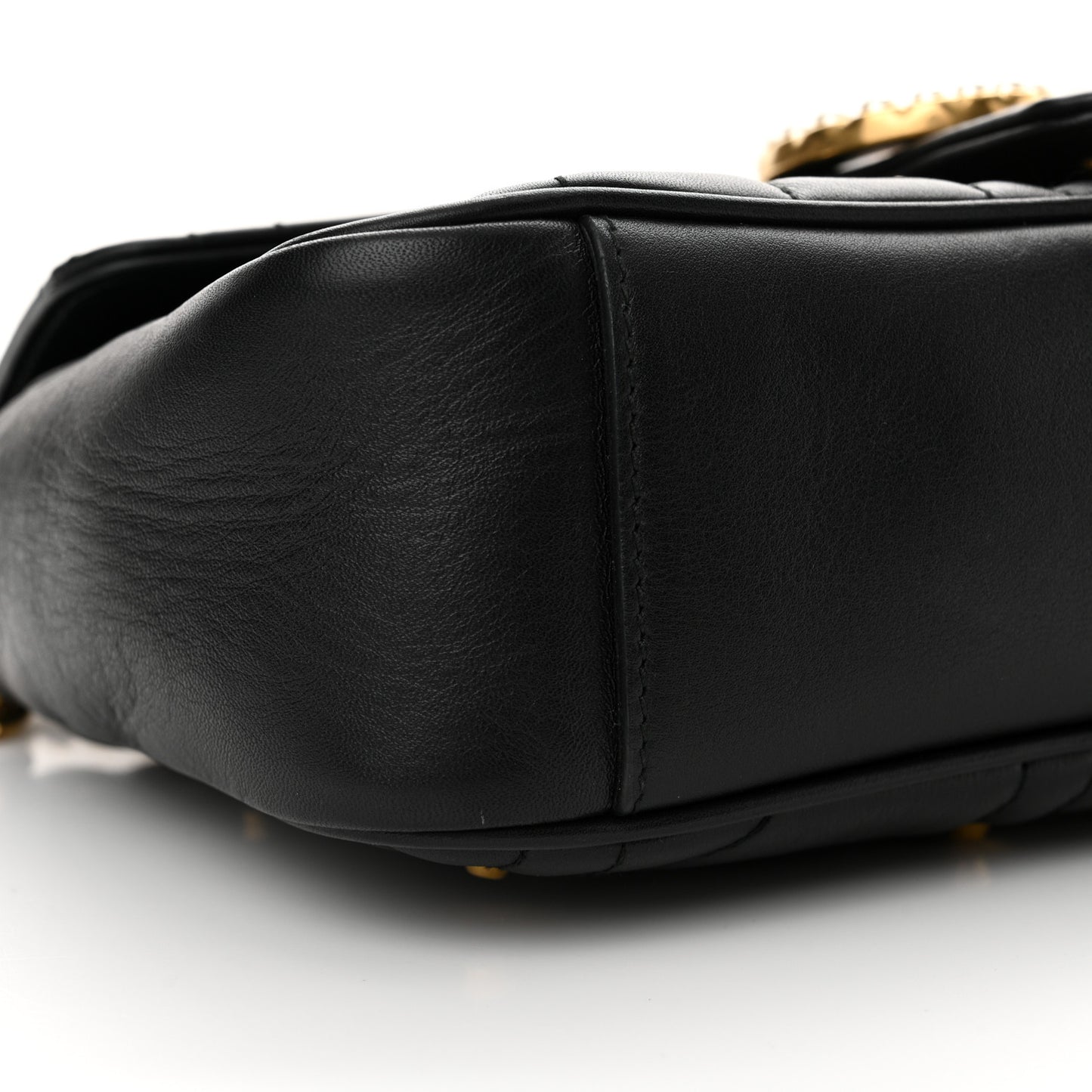 Calfskin Matelasse Studded Small Pearly GG Marmont Shoulder Bag Black