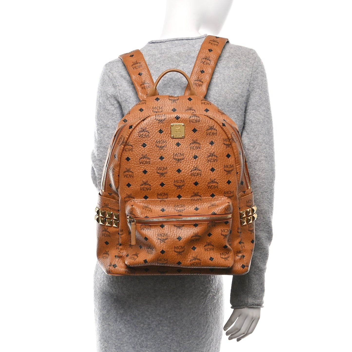 Visetos Medium Side Studs Stark Backpack Cognac