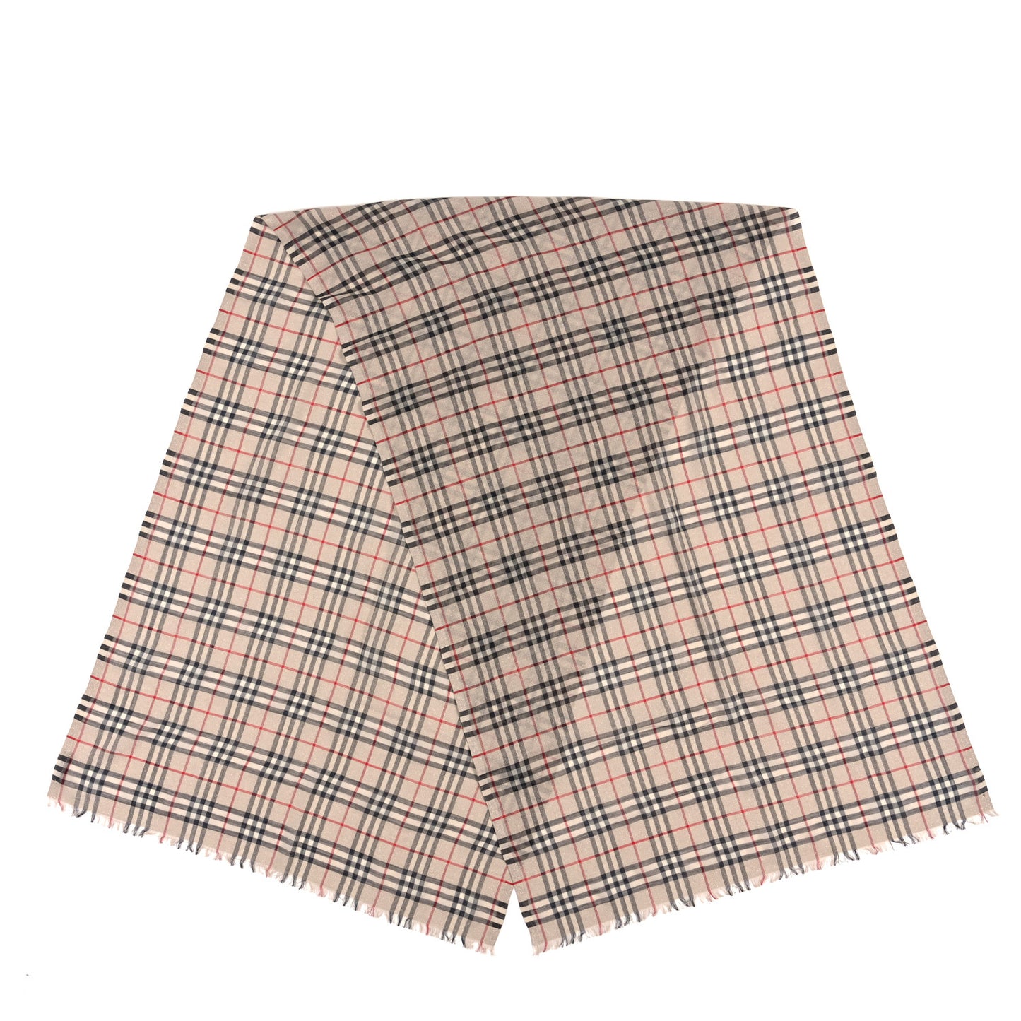 Metallic Silk Wool Gauze Giant Check Scarf Stone
