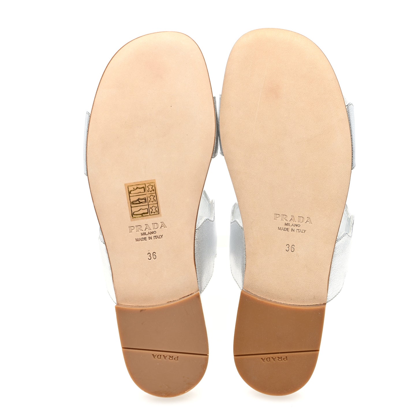Metallic Goatskin Scalloped Slide Sandals 36 Argento