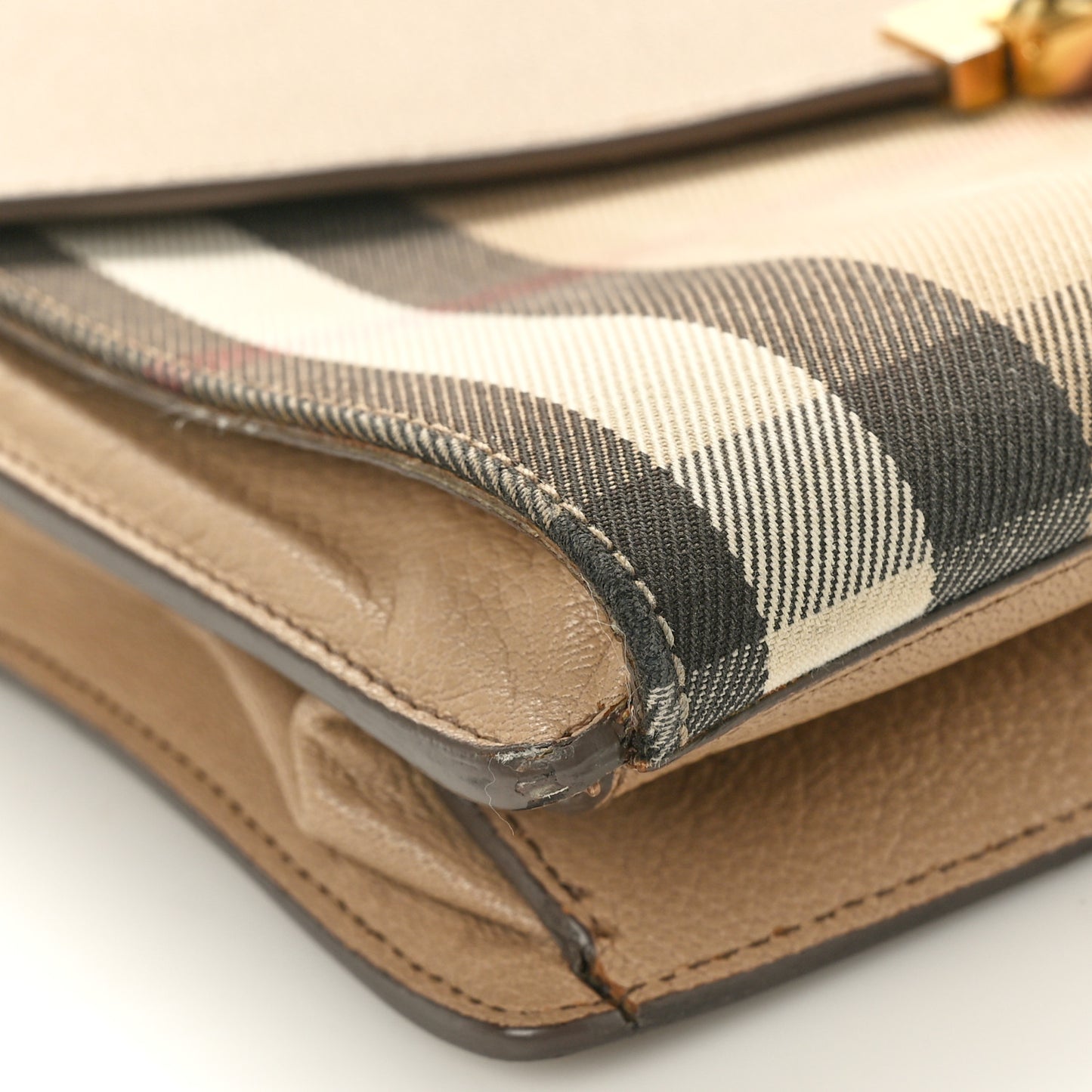 Derby Calfskin House Check Small Macken Crossbody Bag Light Beige