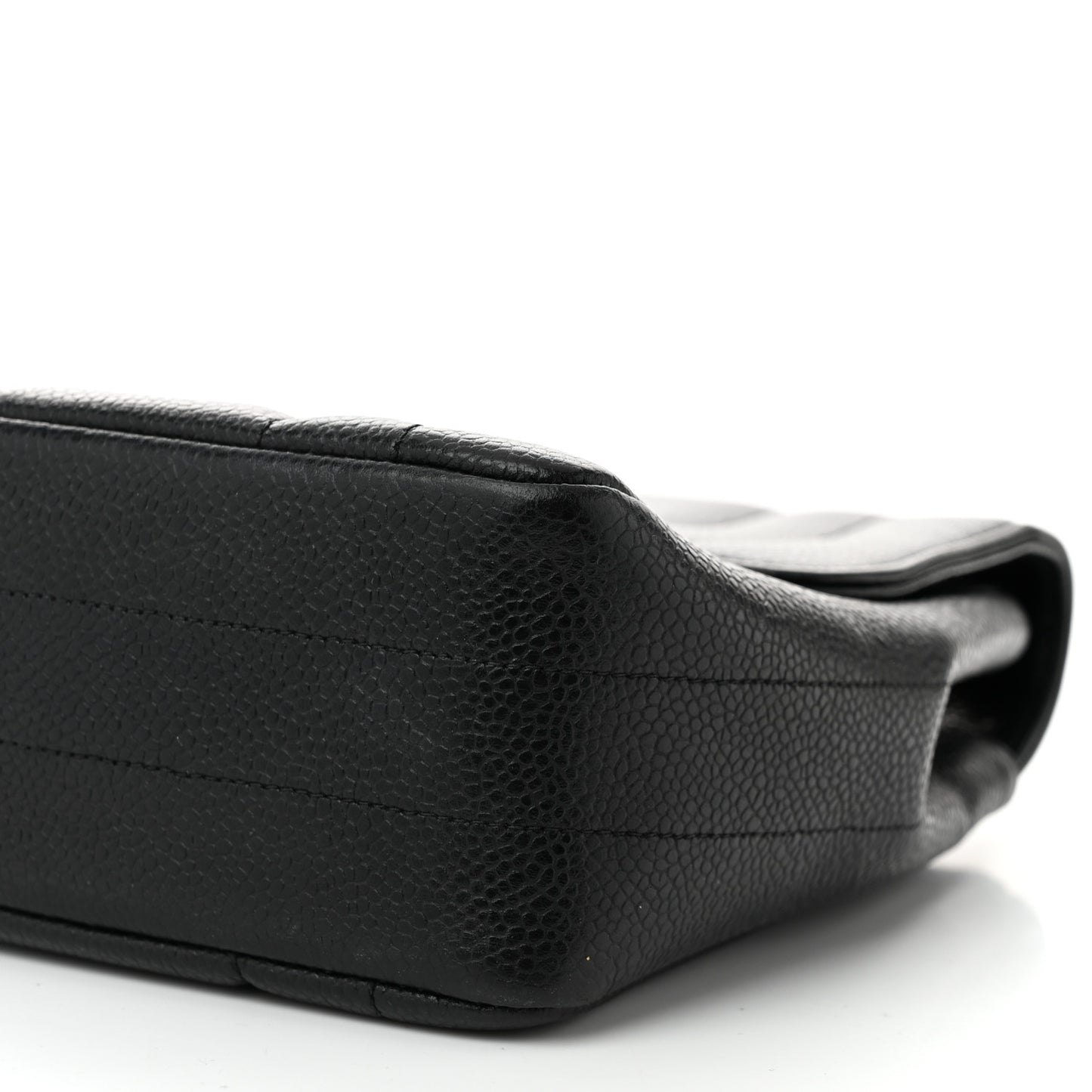 Caviar Vertical Quilted Small Single Flap Black