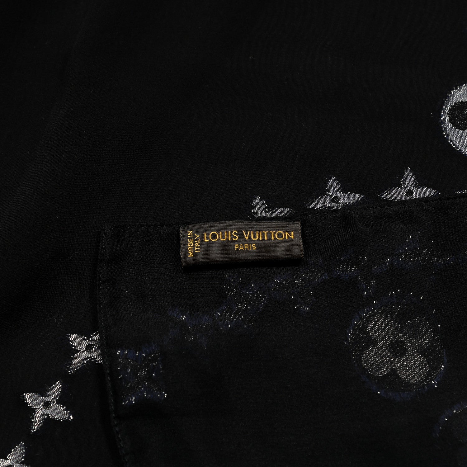 Louis Vuitton Silk Monogram Shawl Black 3 of 4