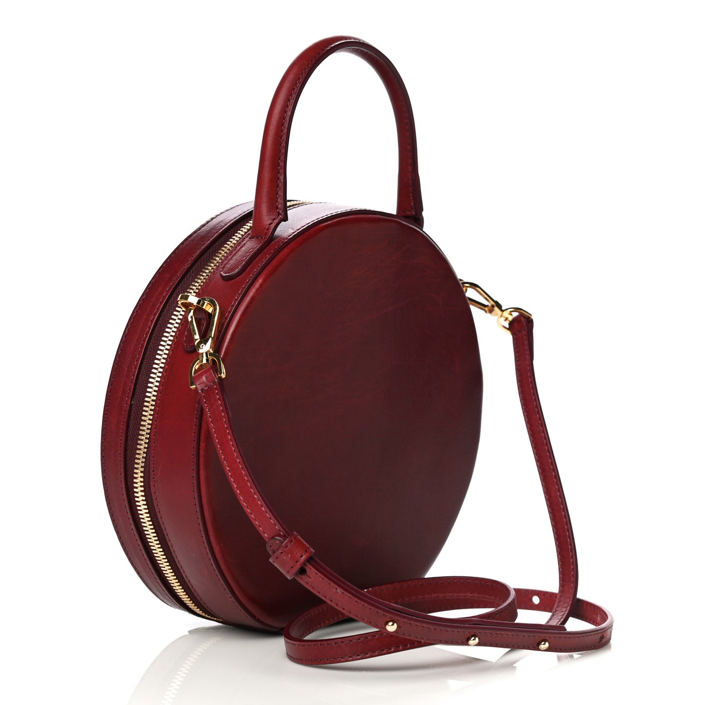 Calfskin Circle Crossbody Bag Burgundy