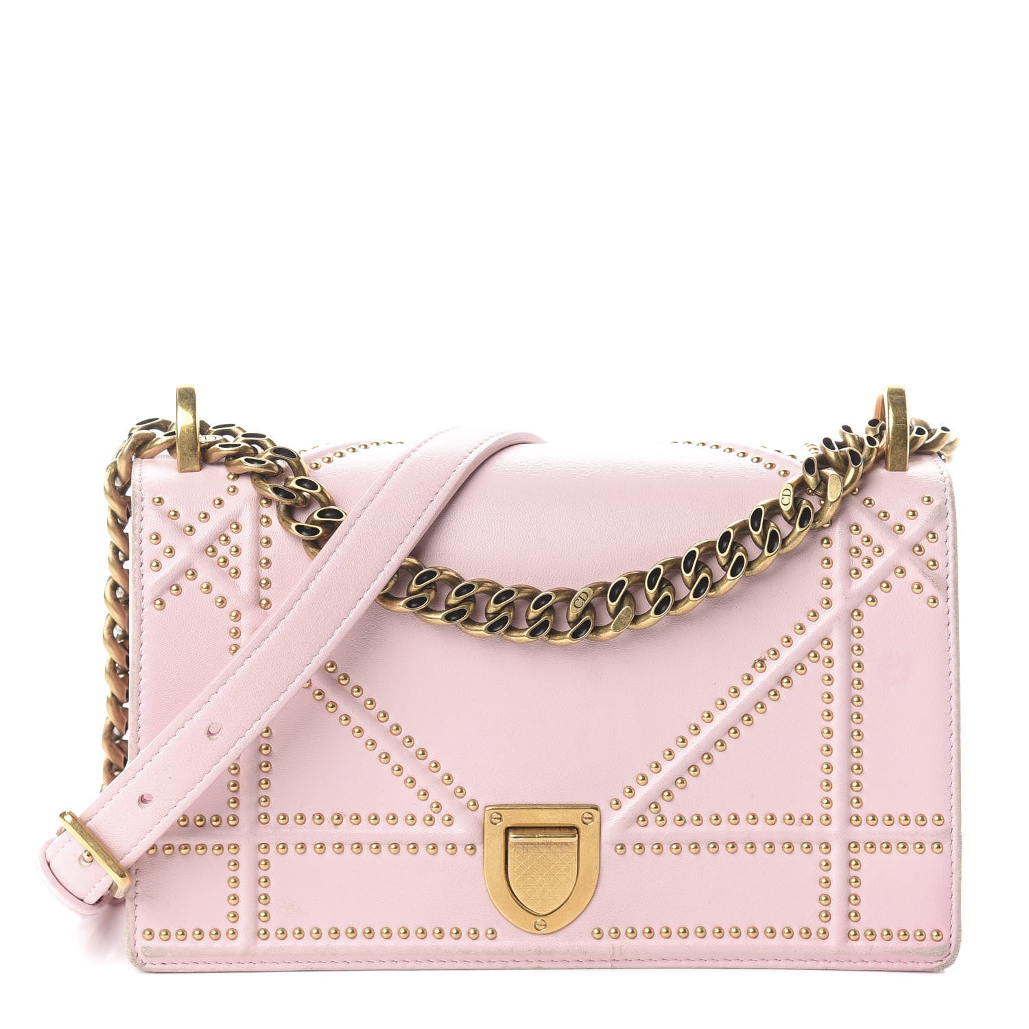 Christian Dior Lambskin Studded Small Diorama Flap Bag Pink 578591