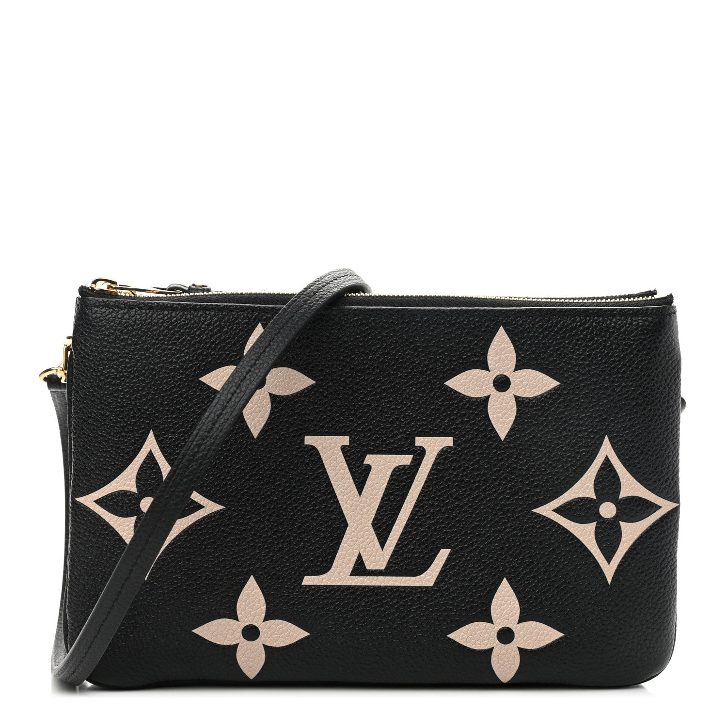 Louis Vuitton Empreinte Monogram Giant Double Zip Pochette Black Cream 1 of 9