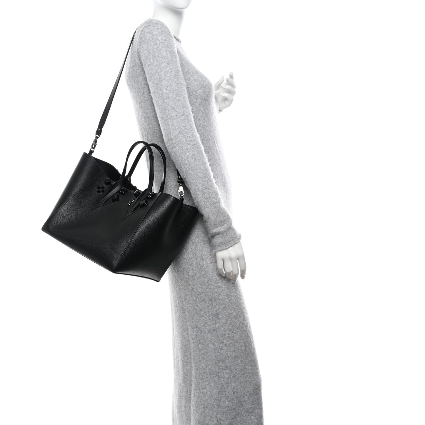 Calfskin Empire Spike Studded Small Cabachic Tote Black