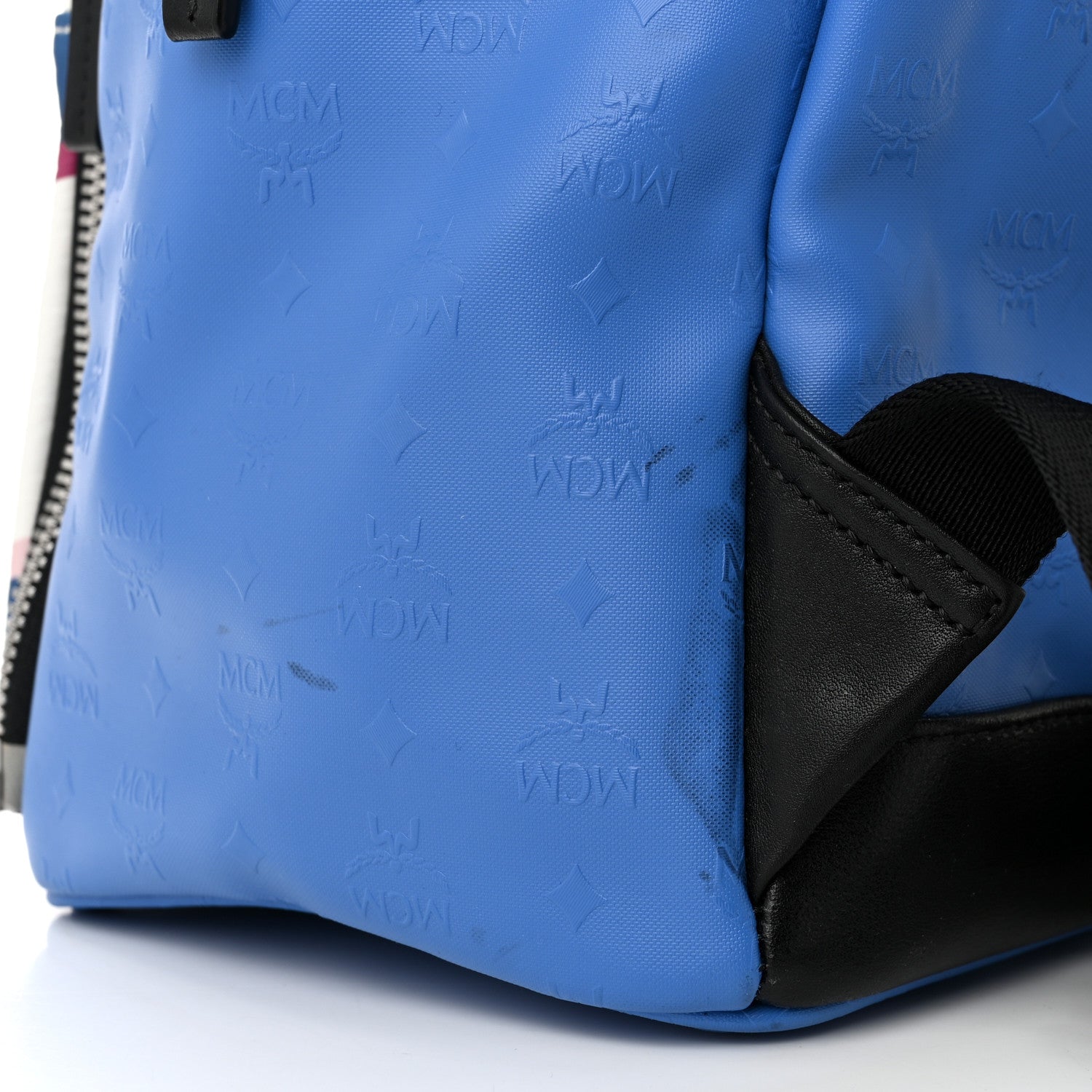 MCM Calfskin Visetos Diamond Print Backpack Blue 11 of 12