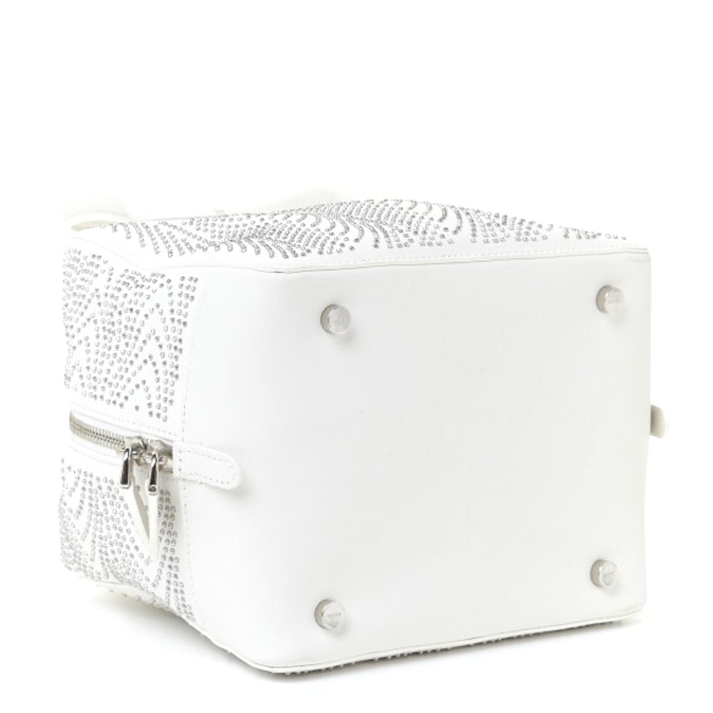 Calfskin Studded Small Elga Top Handle Bag White