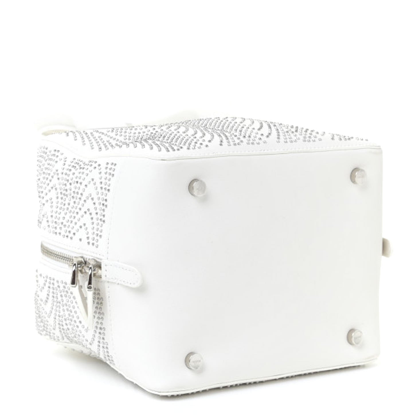 Alaia Calfskin Studded Small Elga Top Handle Bag White 4 of 11