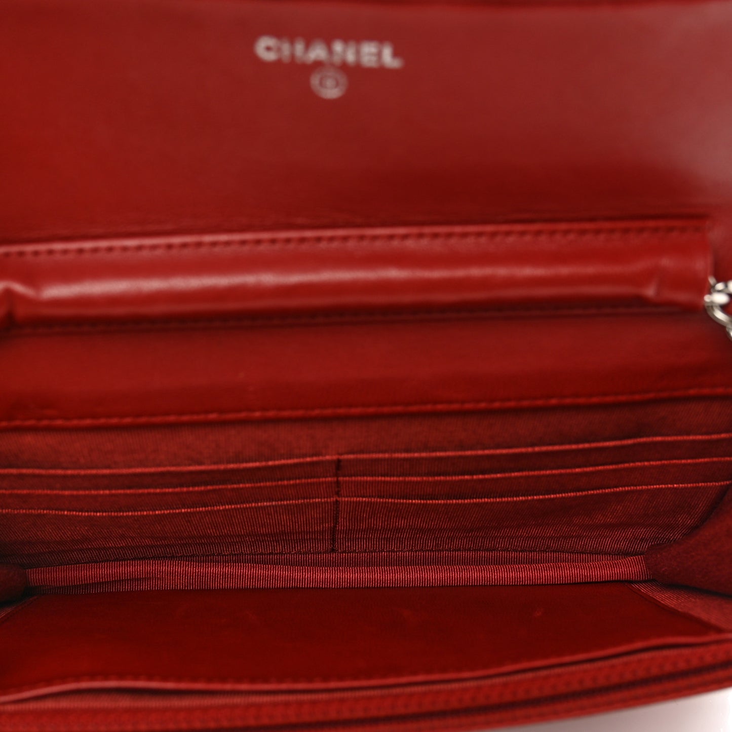 Lambskin Quilted Wallet On Chain WOC Red