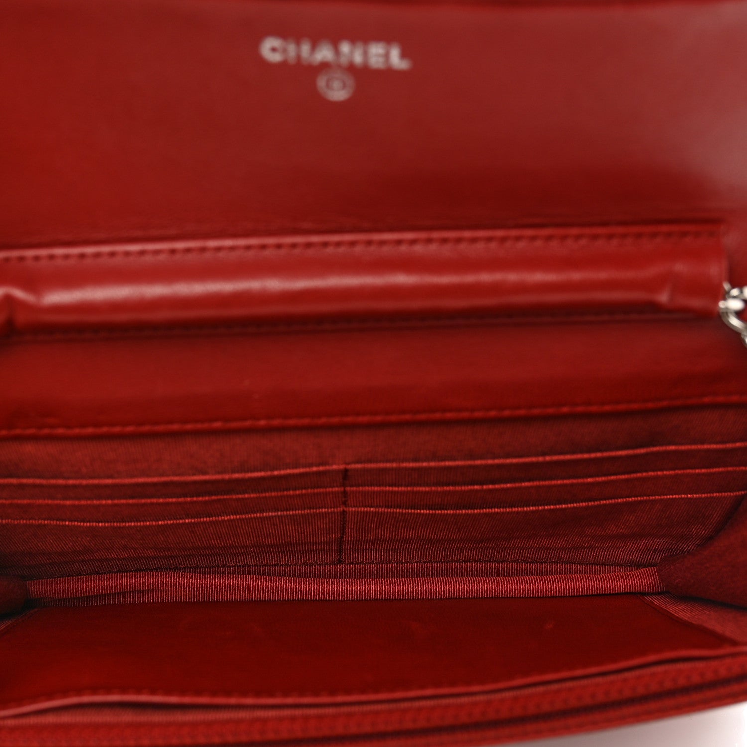 Chanel Lambskin Quilted Wallet On Chain WOC Red 6 of 12