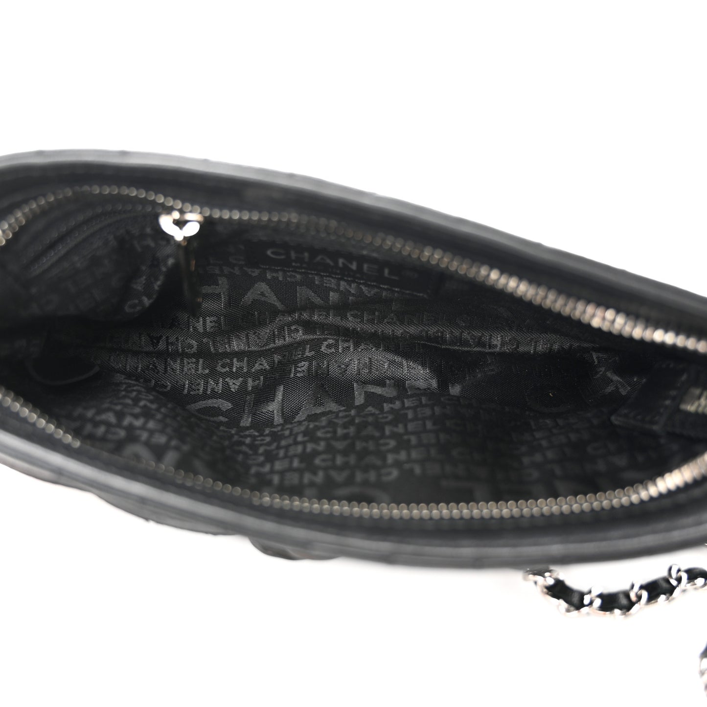 Lambskin Camellia No. 5 Chain Pouch Black