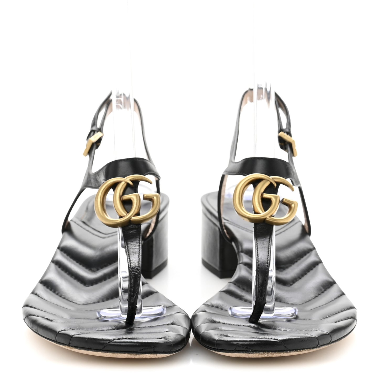 Nappa Matelasse Double G 35mm Thong Sandals 40.5 Black