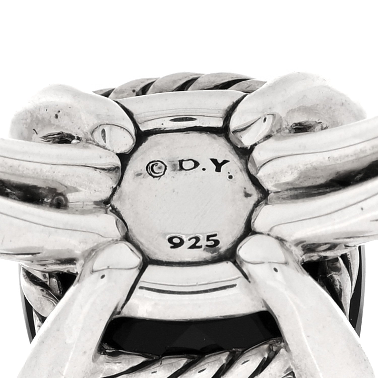 David Yurman Sterling Silver Diamond Onyx 11mm Chatelaine Ring 53 6.5 4 of 4