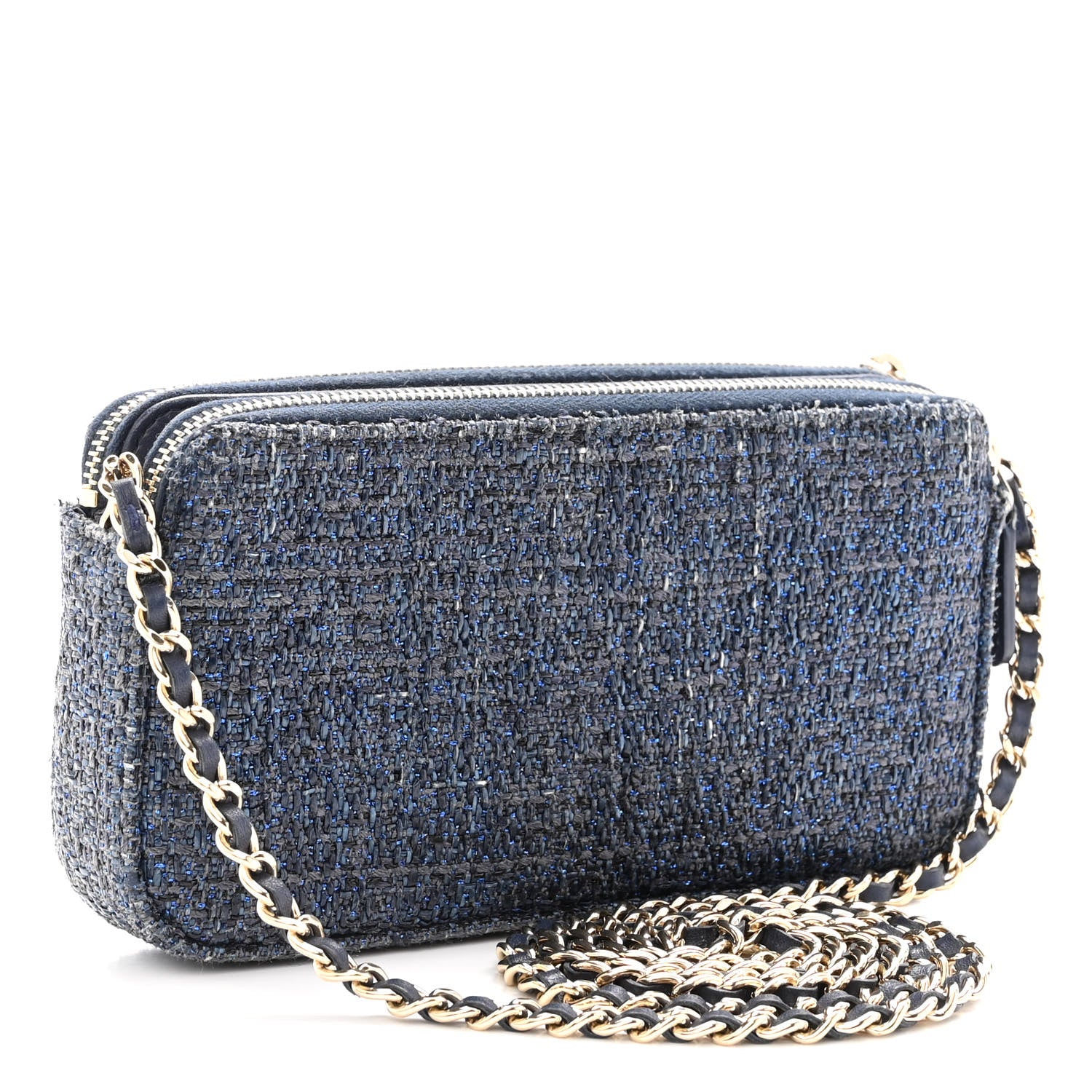 Chanel Canvas Small Deauville Clutch With Chain Blue 3 of 14