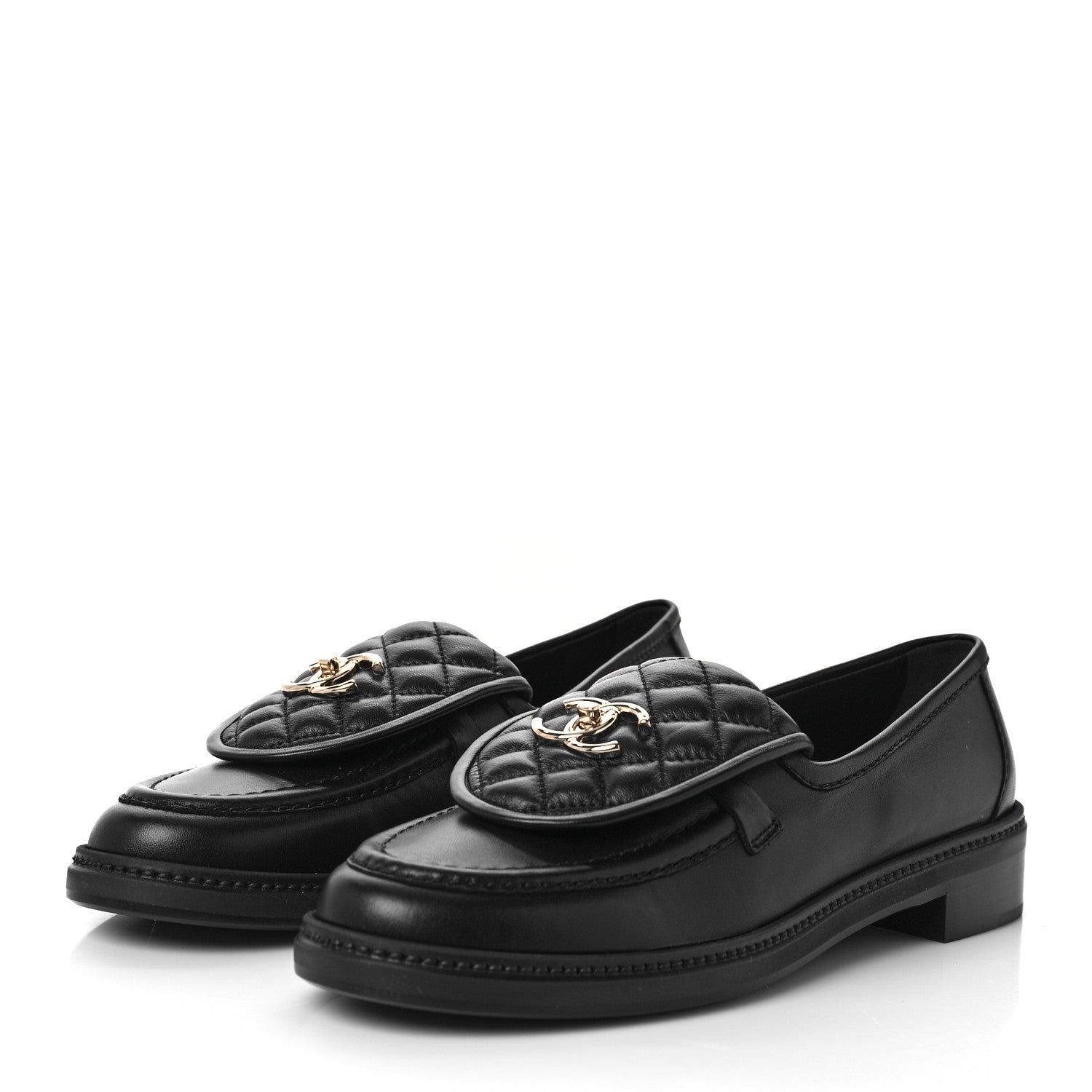 Chanel Lambskin Quilted CC Turnlock Loafers 41.5 Black 4 of 9