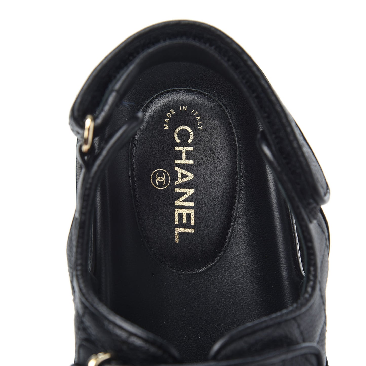 Grained Calfskin Velcro Dad Sandals 36.5 Black