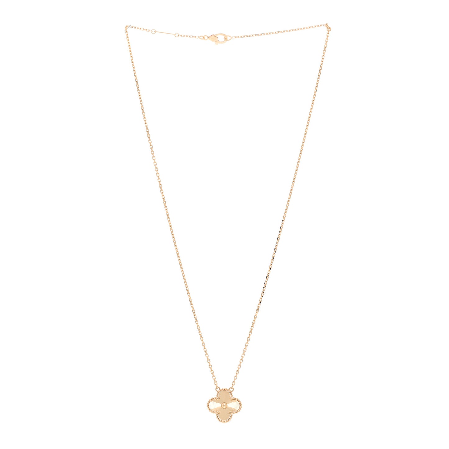 18K Yellow Gold Guilloche Vintage Alhambra Pendant Necklace