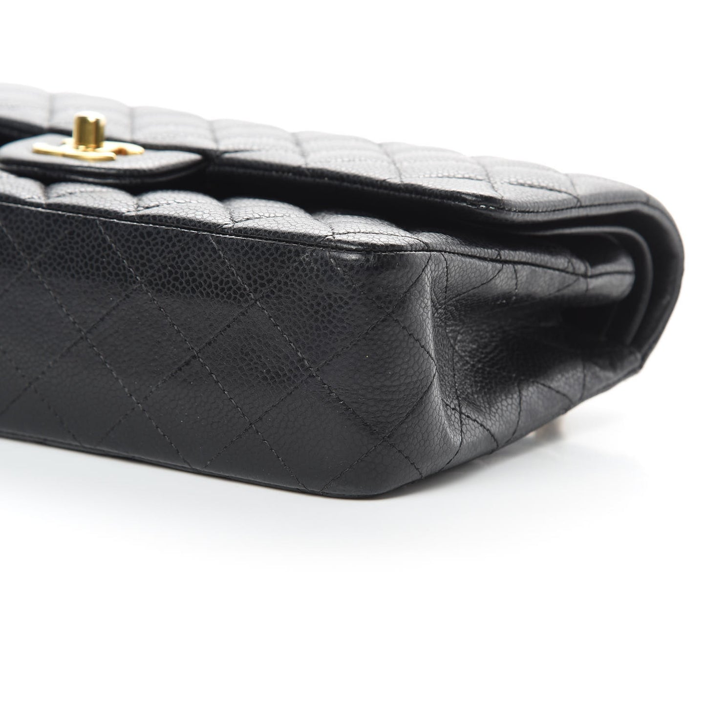 Caviar Quilted Medium Double Flap Black