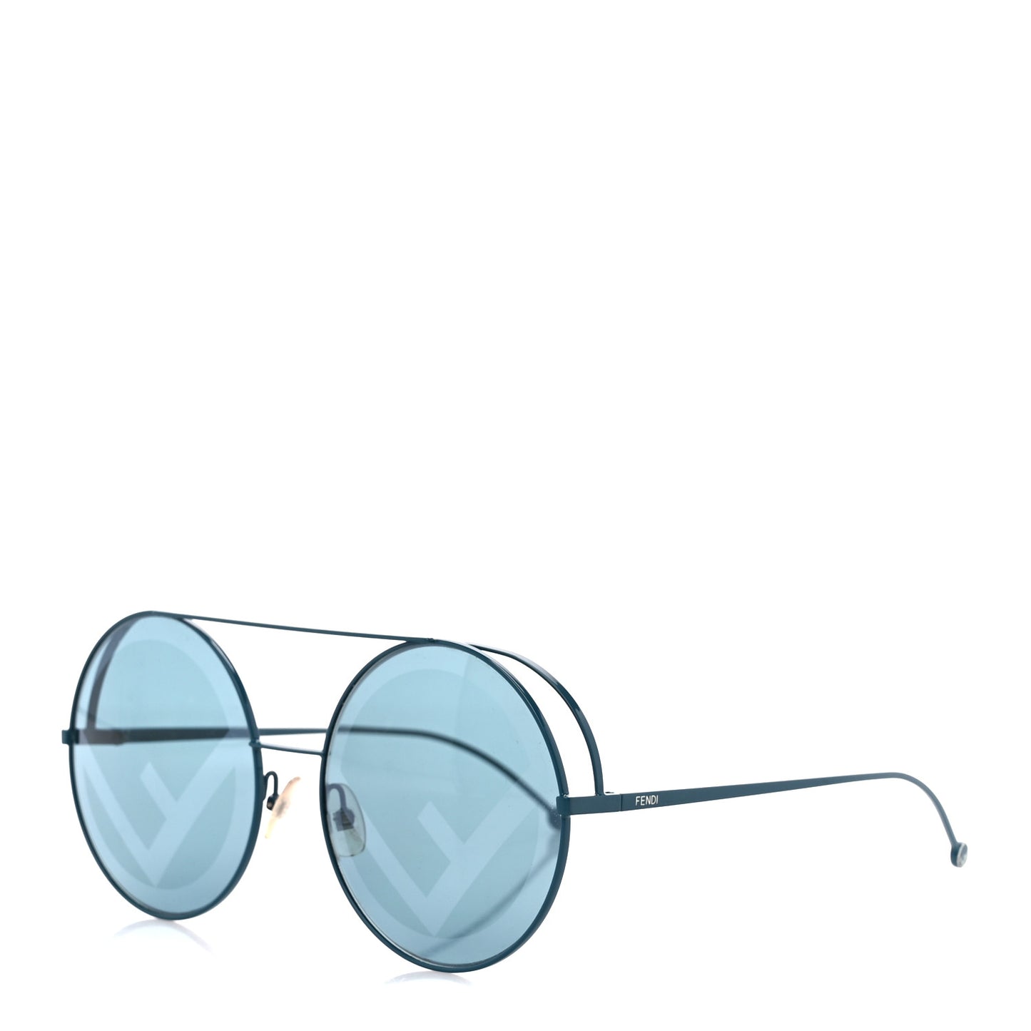 Metal F is Fendi Printed Run Away Round Frame Sunglasses FF 0285/S Blue
