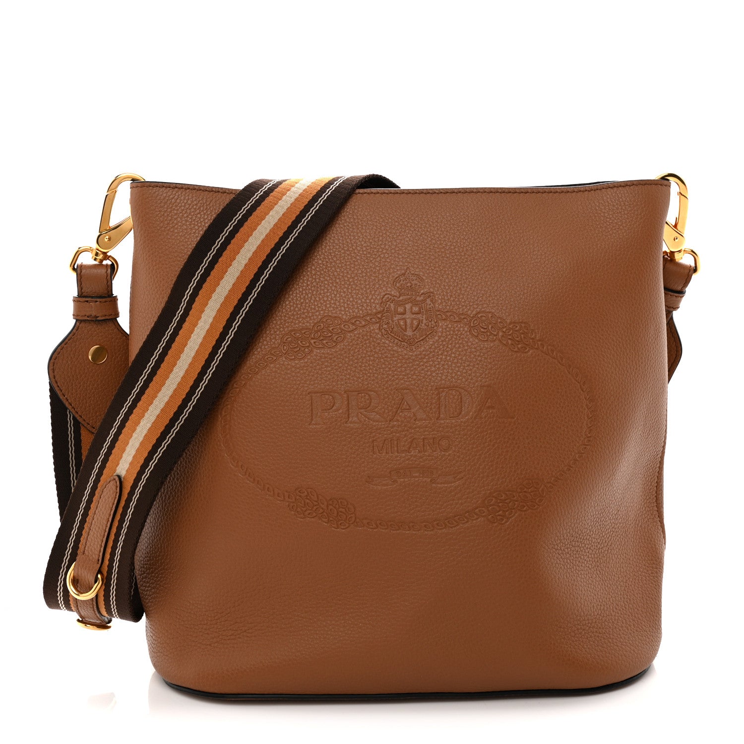 Prada Vitello Phenix Logo Hobo Caramel 1913736 – FASHIONPHILE